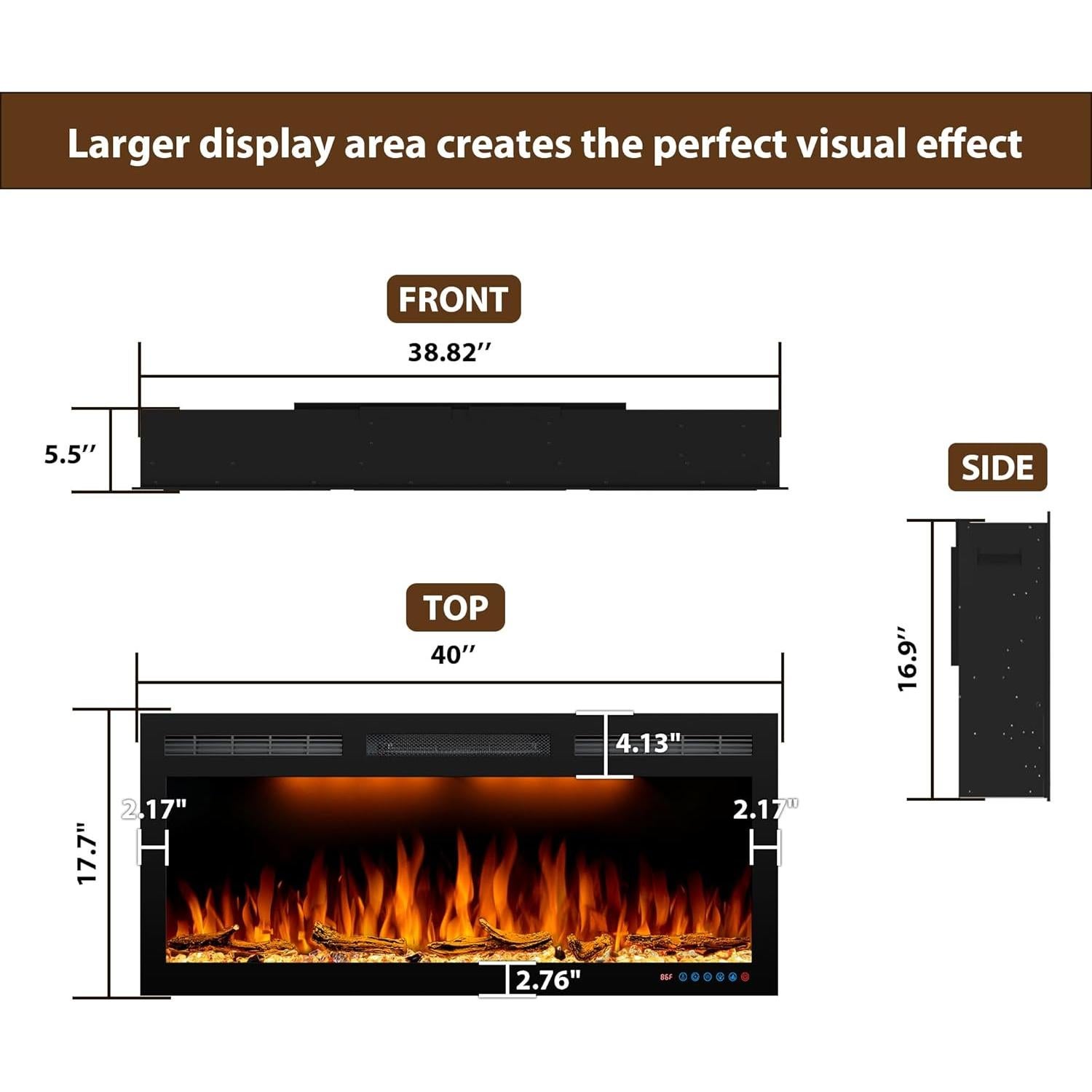 Chimenea Eléctrica Dreamflame 101.6 cm Negra con Control Remoto
