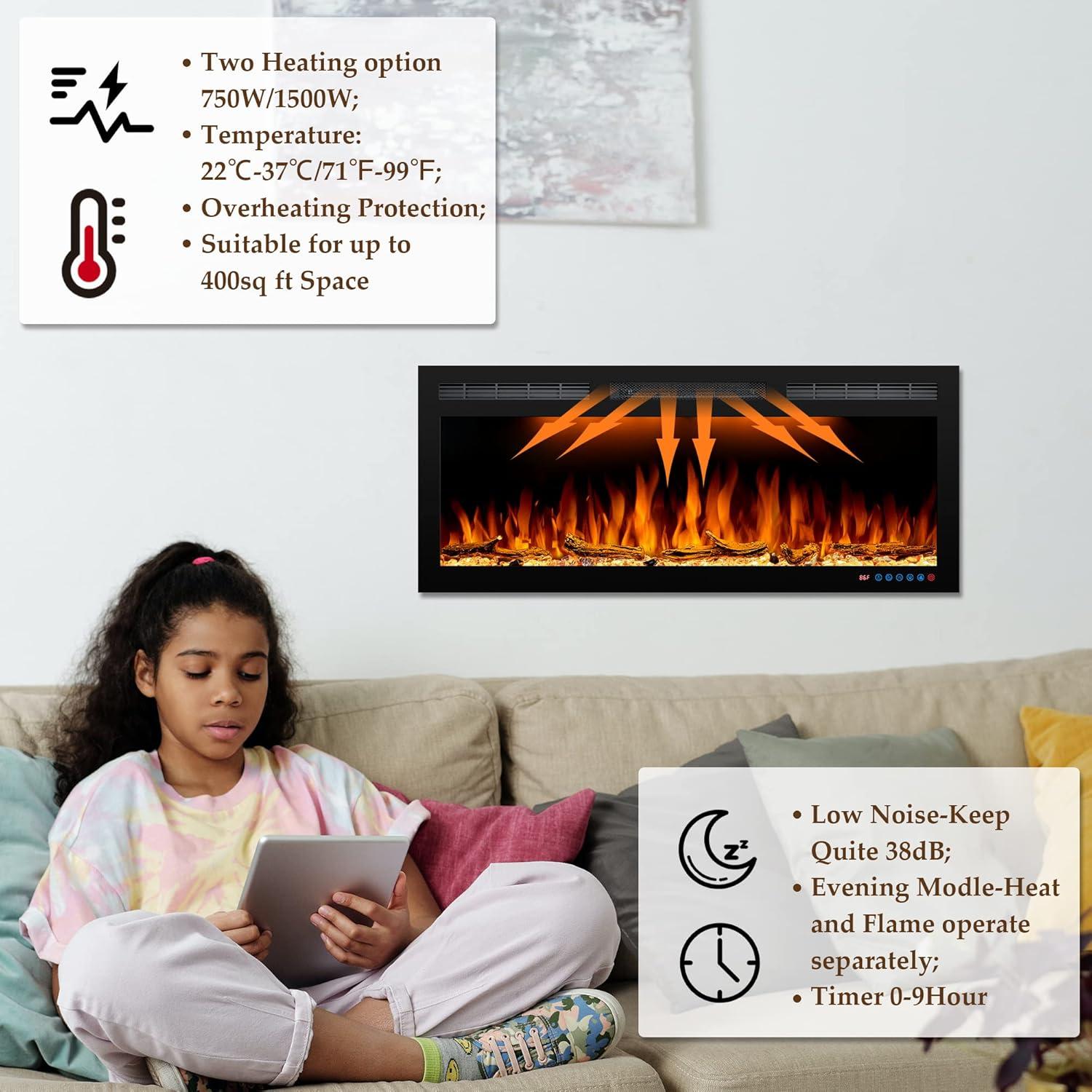 Chimenea Eléctrica Dreamflame 101.6 cm Negra con Control Remoto