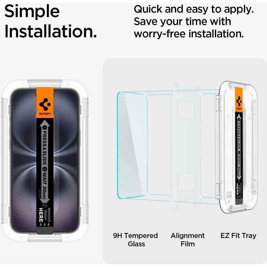 Protector de Pantalla Vidrio Templado Spigen iPhone 16/15 Plus [2 Unidades]