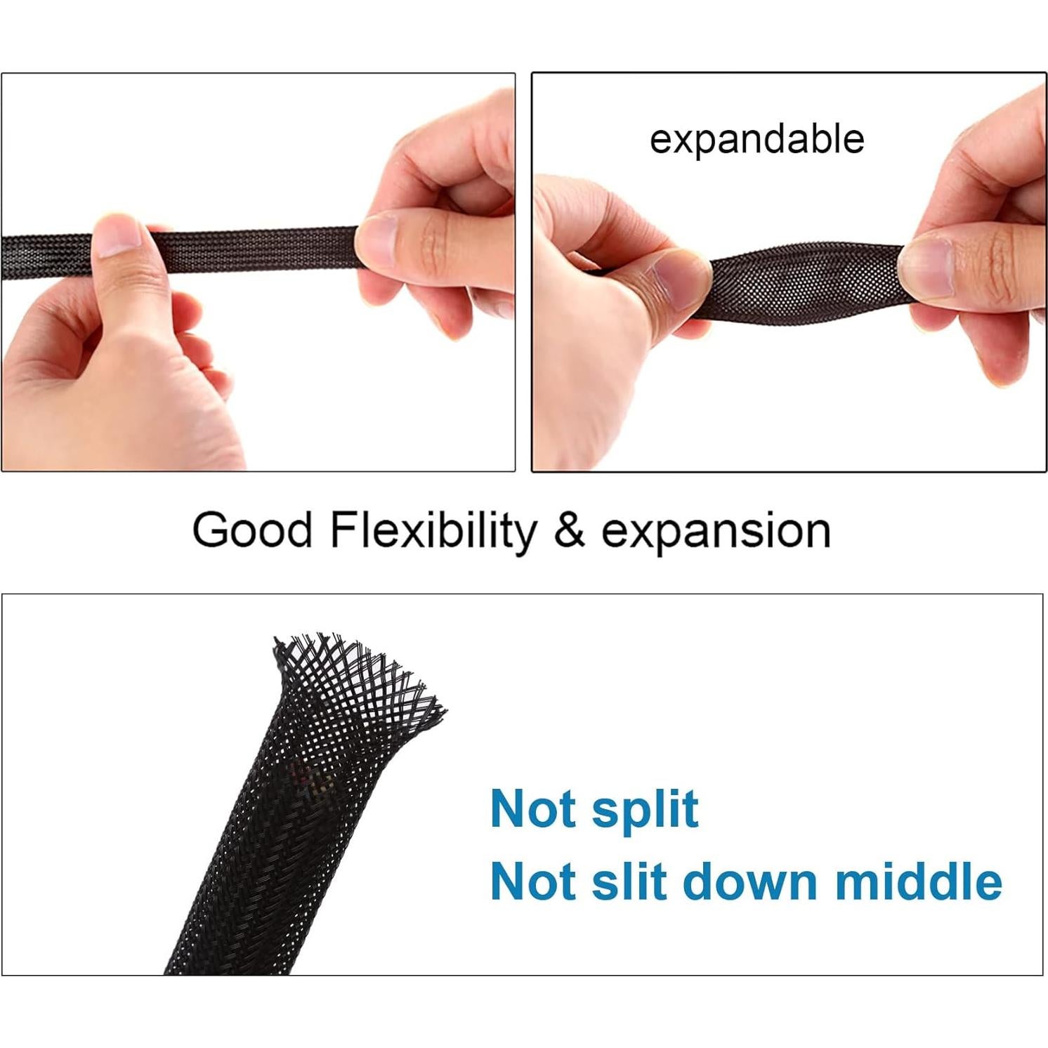 Funda Trenzada Expandible PET 7,62 m 2,54 cm Negro Alex Tech