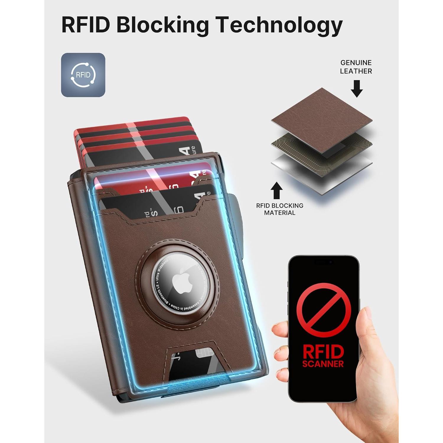 Cartera Typecase para Hombres con Soporte AirTag - Marrón