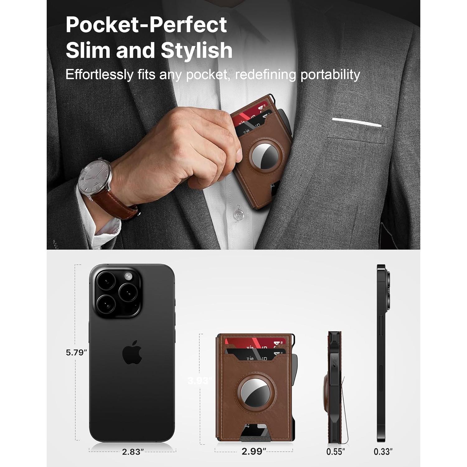 Cartera Typecase para Hombres con Soporte AirTag - Marrón
