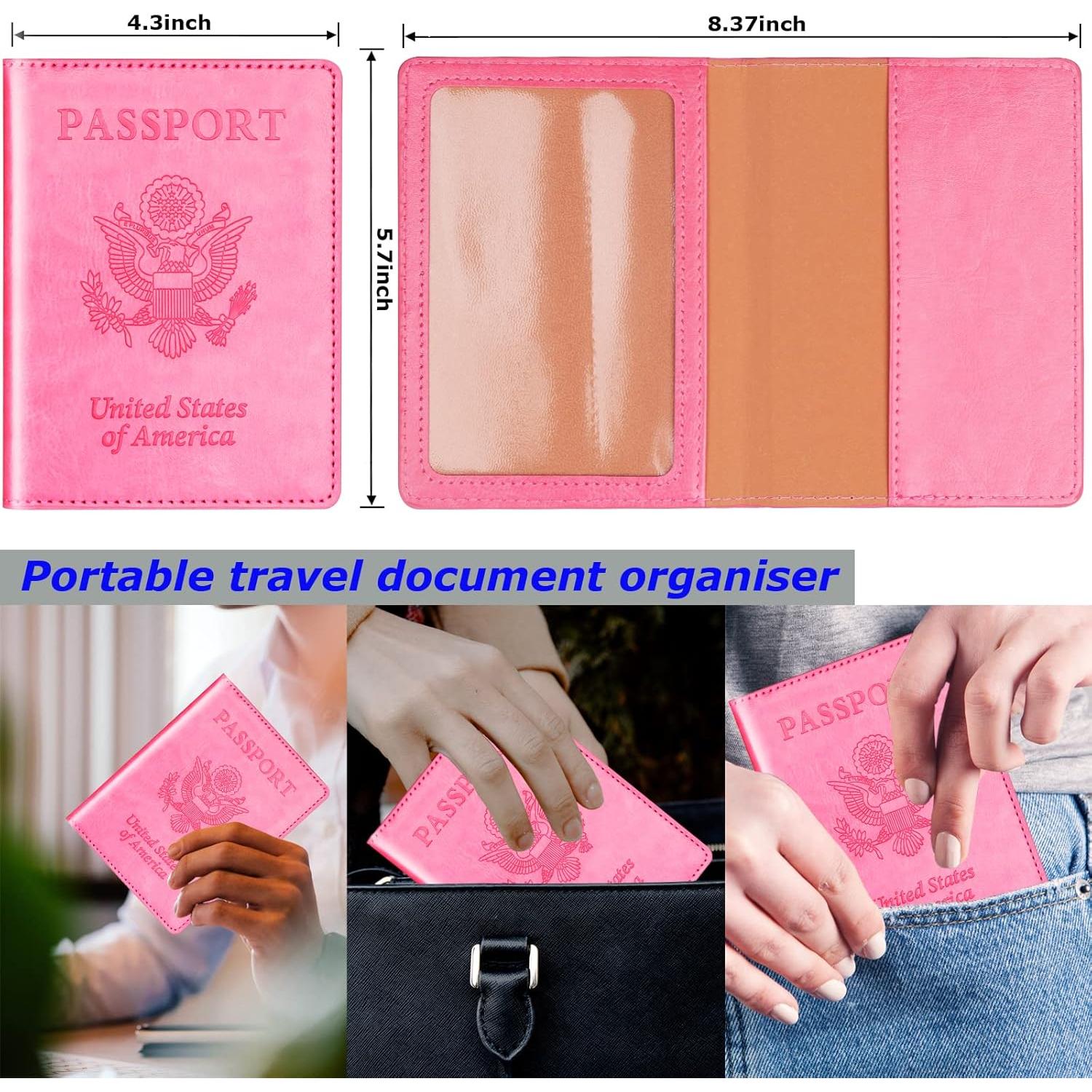 Portafolios de Pasaporte Herain Minimalista 2 Pcs Rosa y Púrpura