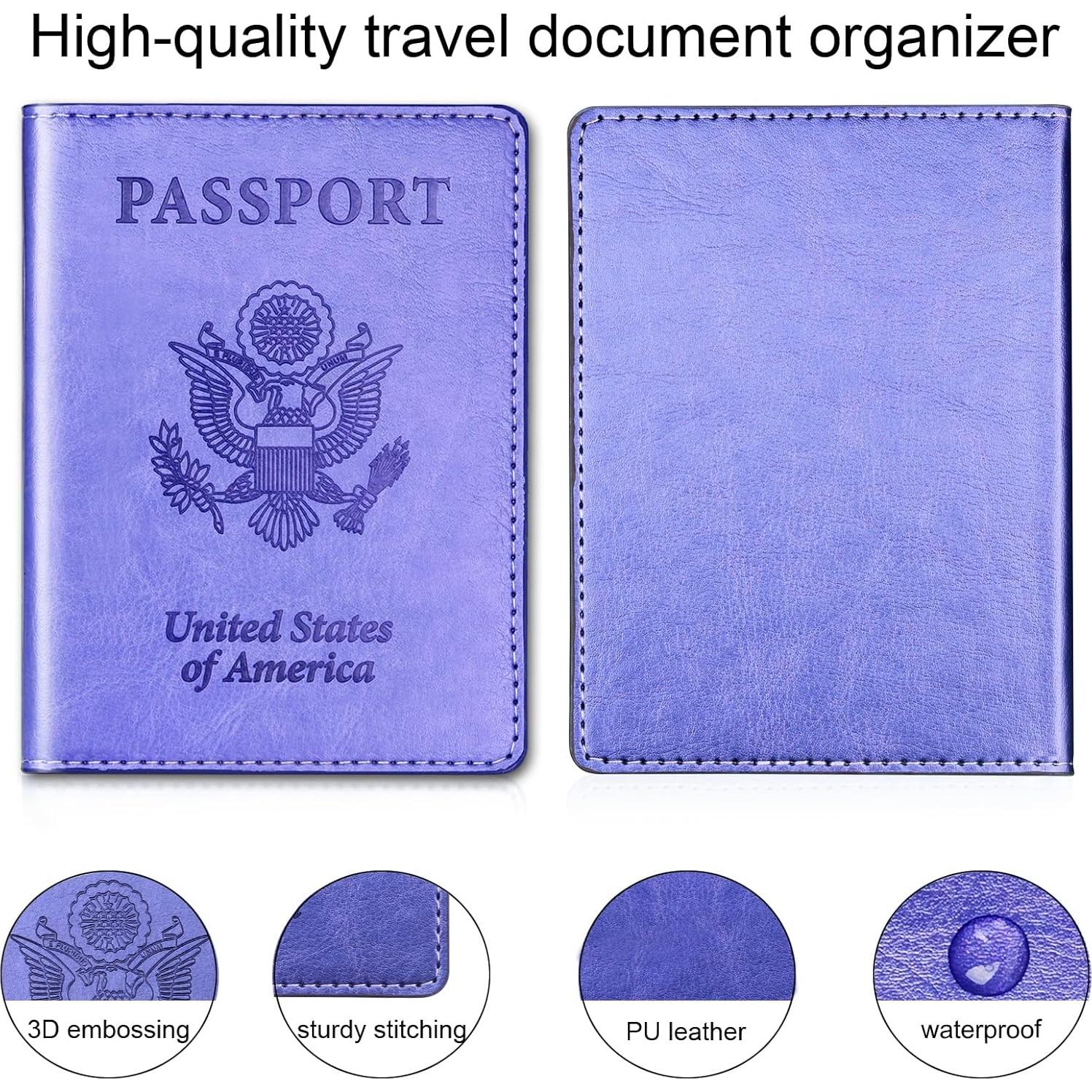 Portafolios de Pasaporte Herain Minimalista 2 Pcs Rosa y Púrpura