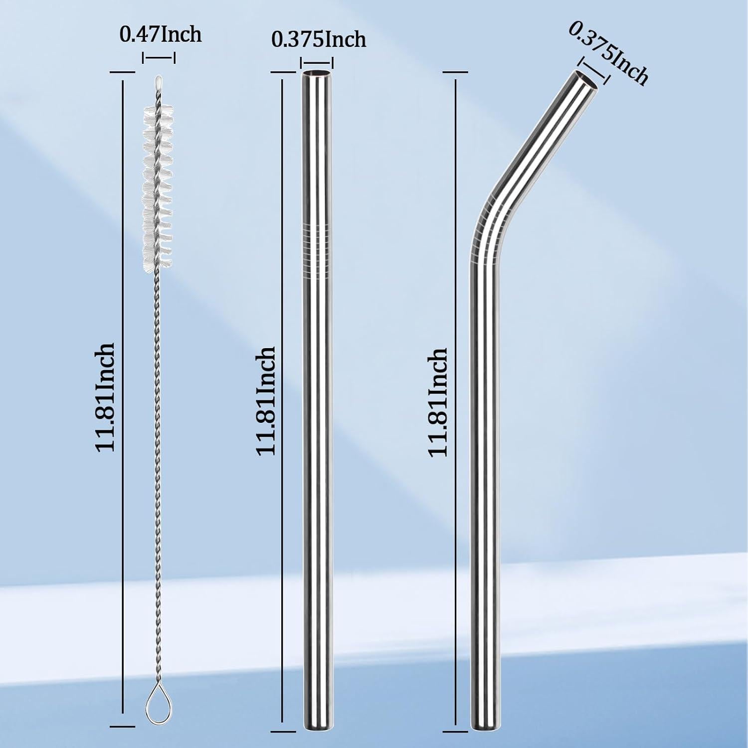 Paquete de 6 Pajitas de Acero Inoxidable Gdsinstna 30 cm