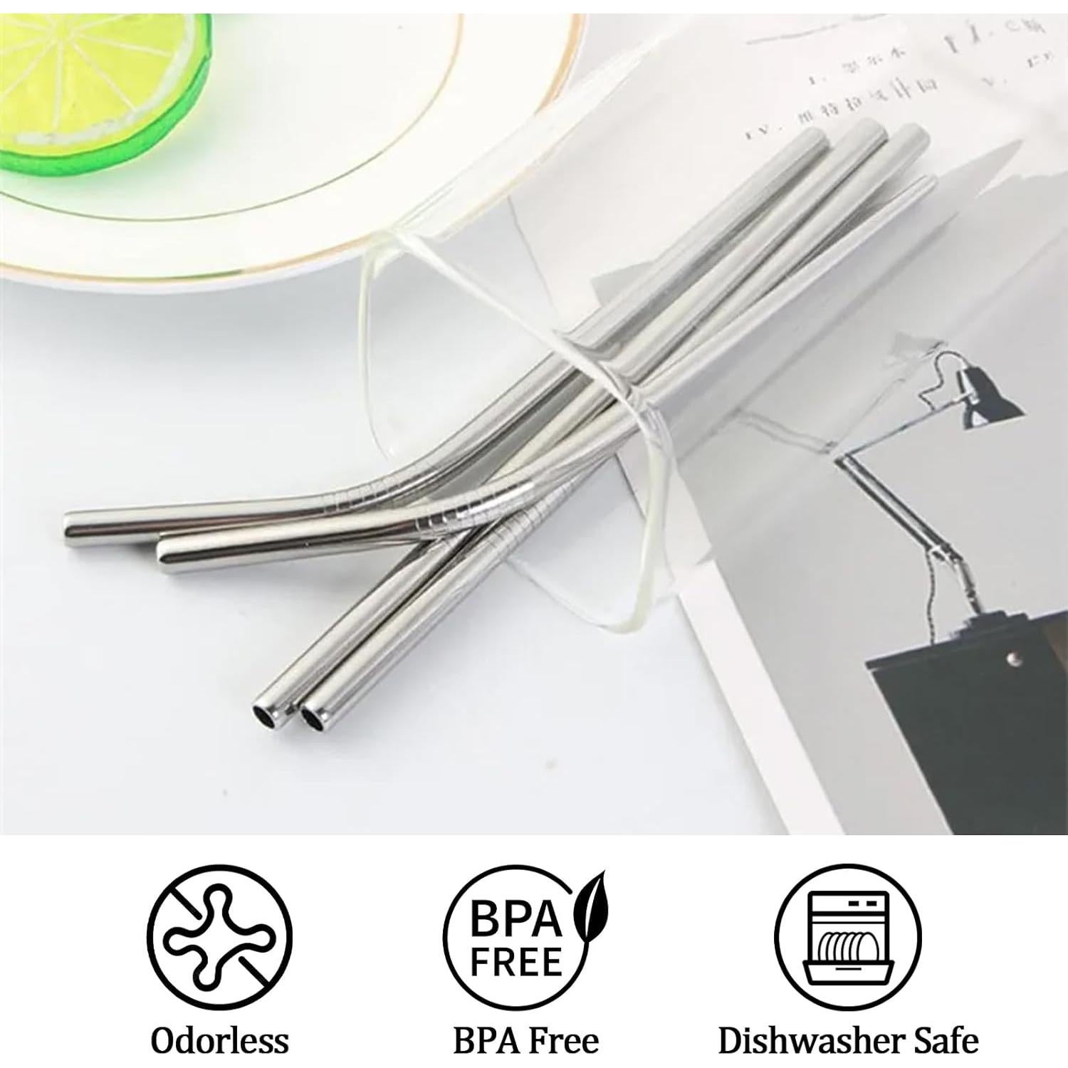 Paquete de 6 Pajitas de Acero Inoxidable Gdsinstna 30 cm