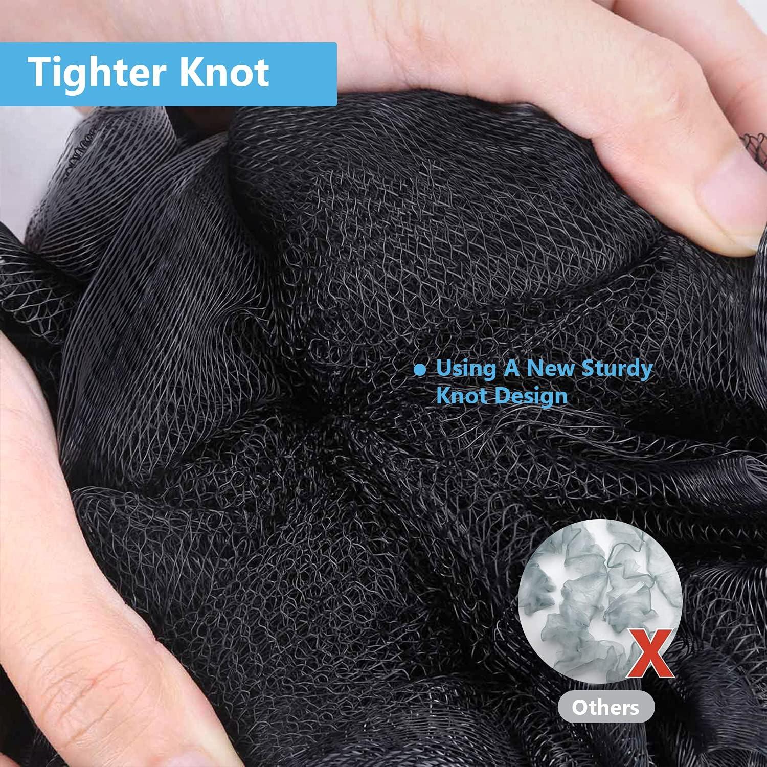 Esponja de Baño Loofah Grande VANZAVANZU Set de 4 Negro