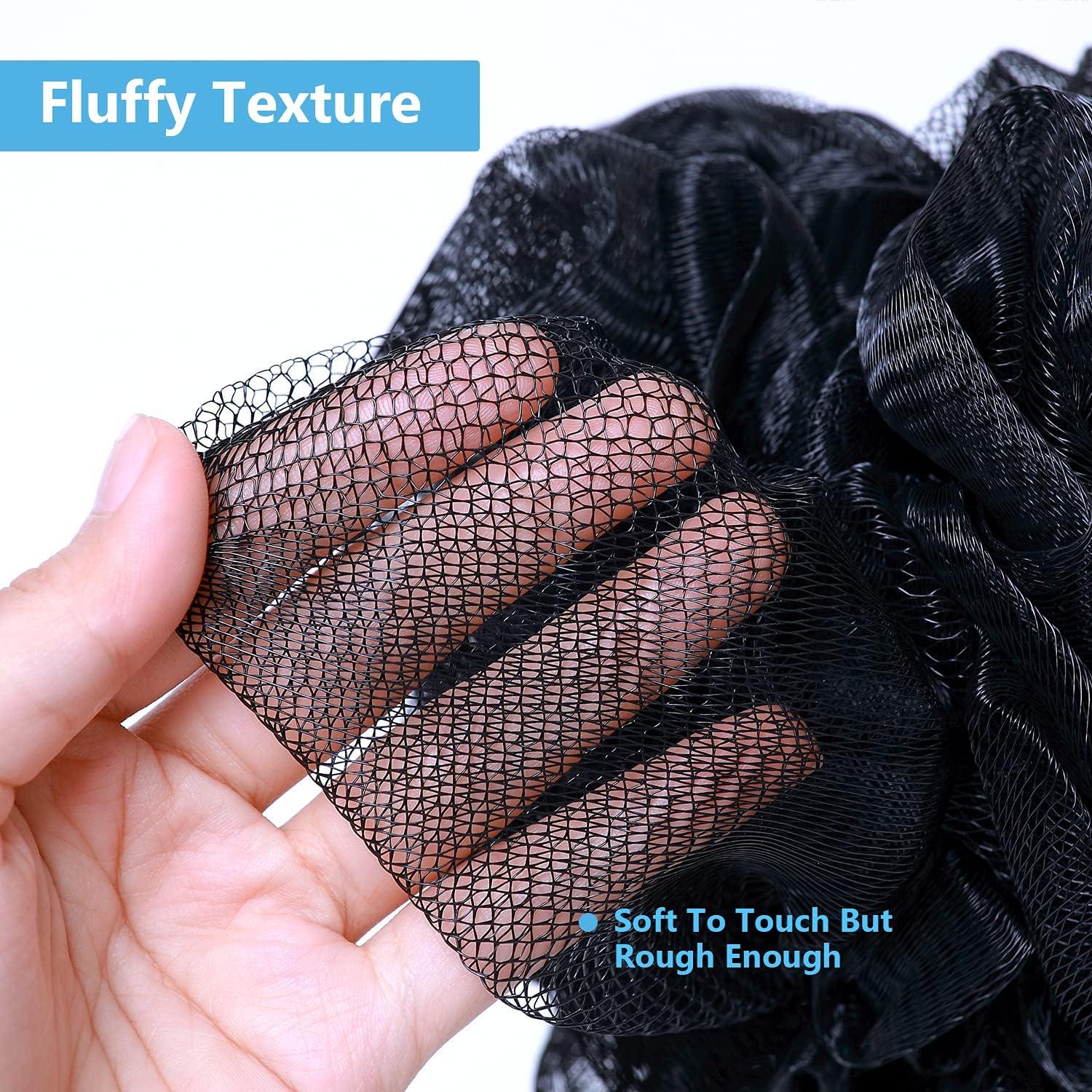 Esponja de Baño Loofah Grande VANZAVANZU Set de 4 Negro