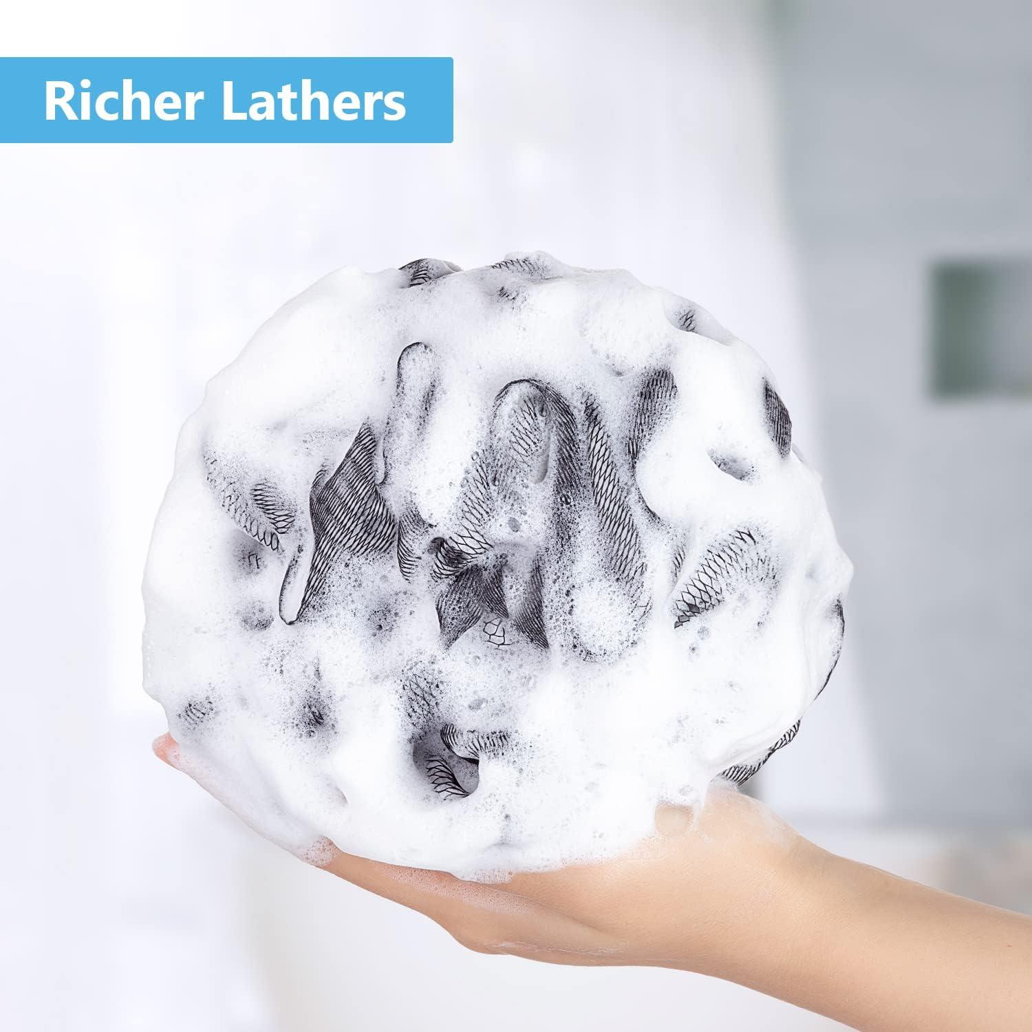 Esponja de Baño Loofah Grande VANZAVANZU Set de 4 Negro