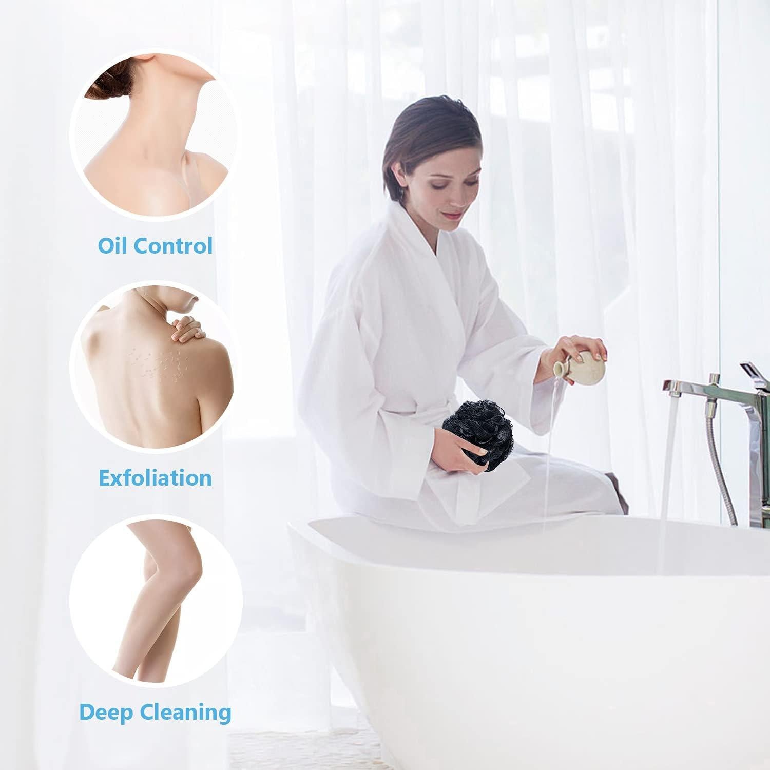 Esponja de Baño Loofah Grande VANZAVANZU Set de 4 Negro