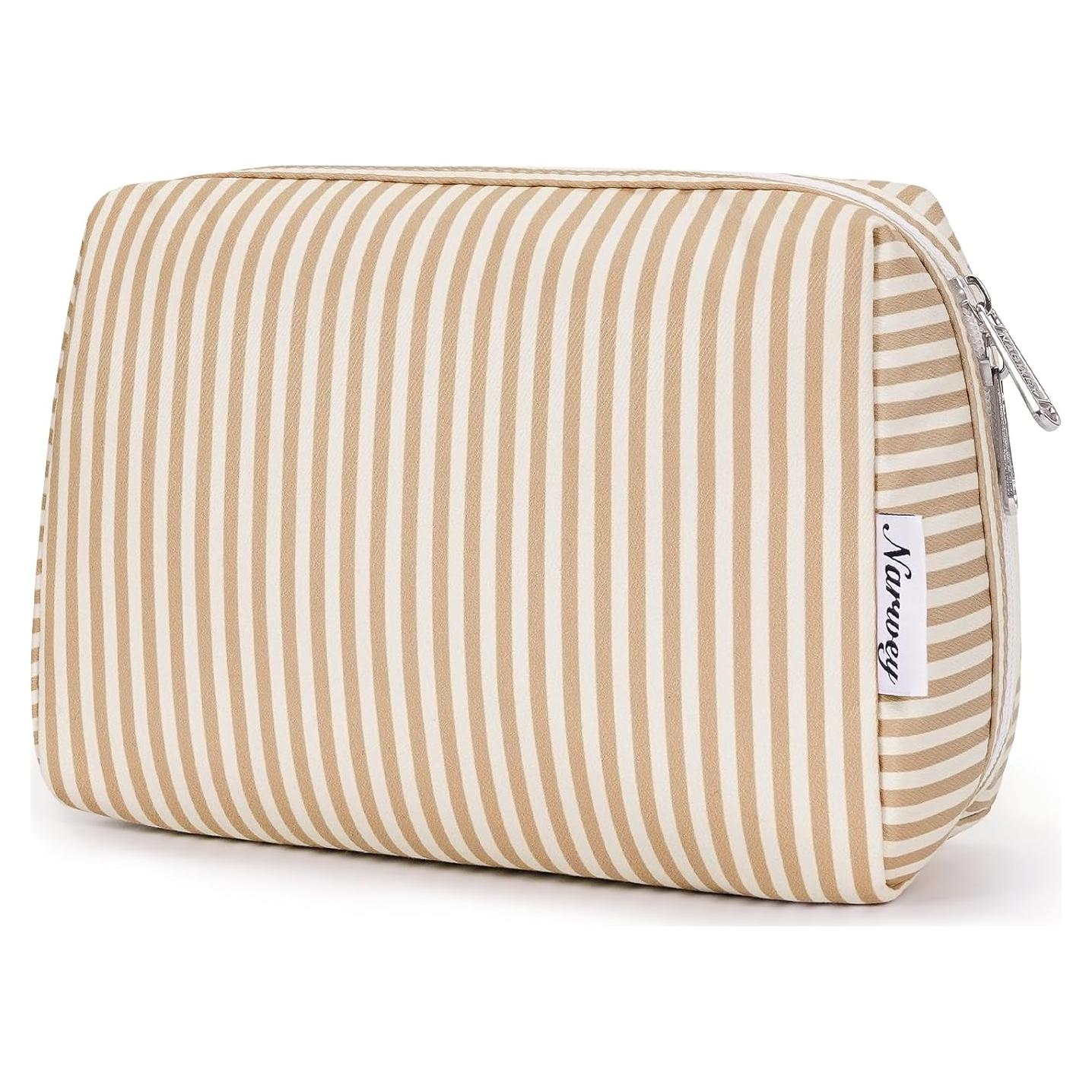 Bolsa de Maquillaje Narwey Grande Raya Marrón Organizador 22x15x10 cm