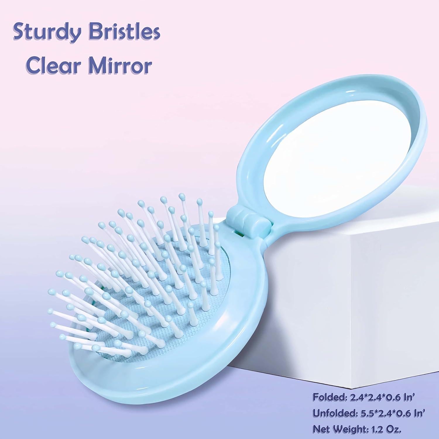 Juego de Cepillo y Espejo Compacto Arthaxi Azul Bebé