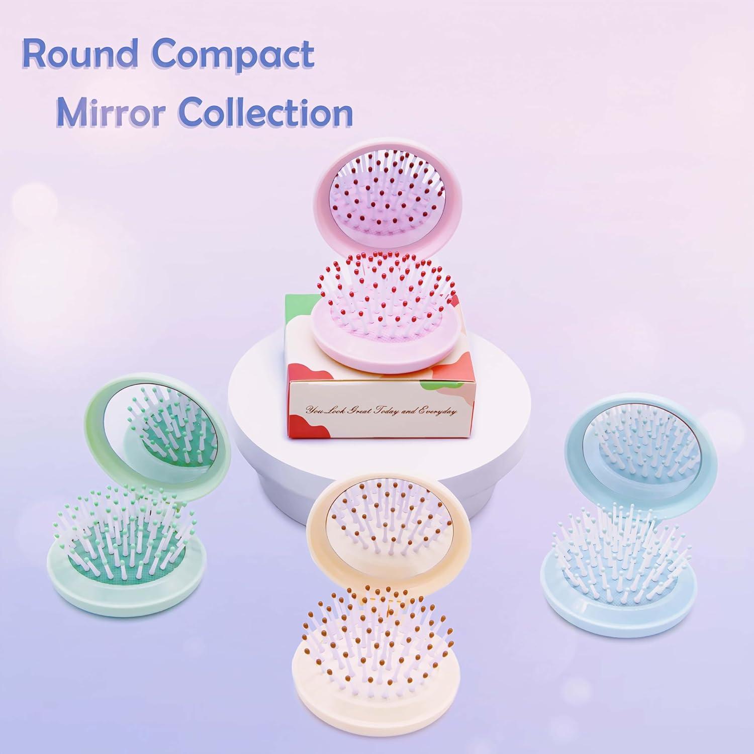 Juego de Cepillo y Espejo Compacto Arthaxi Azul Bebé