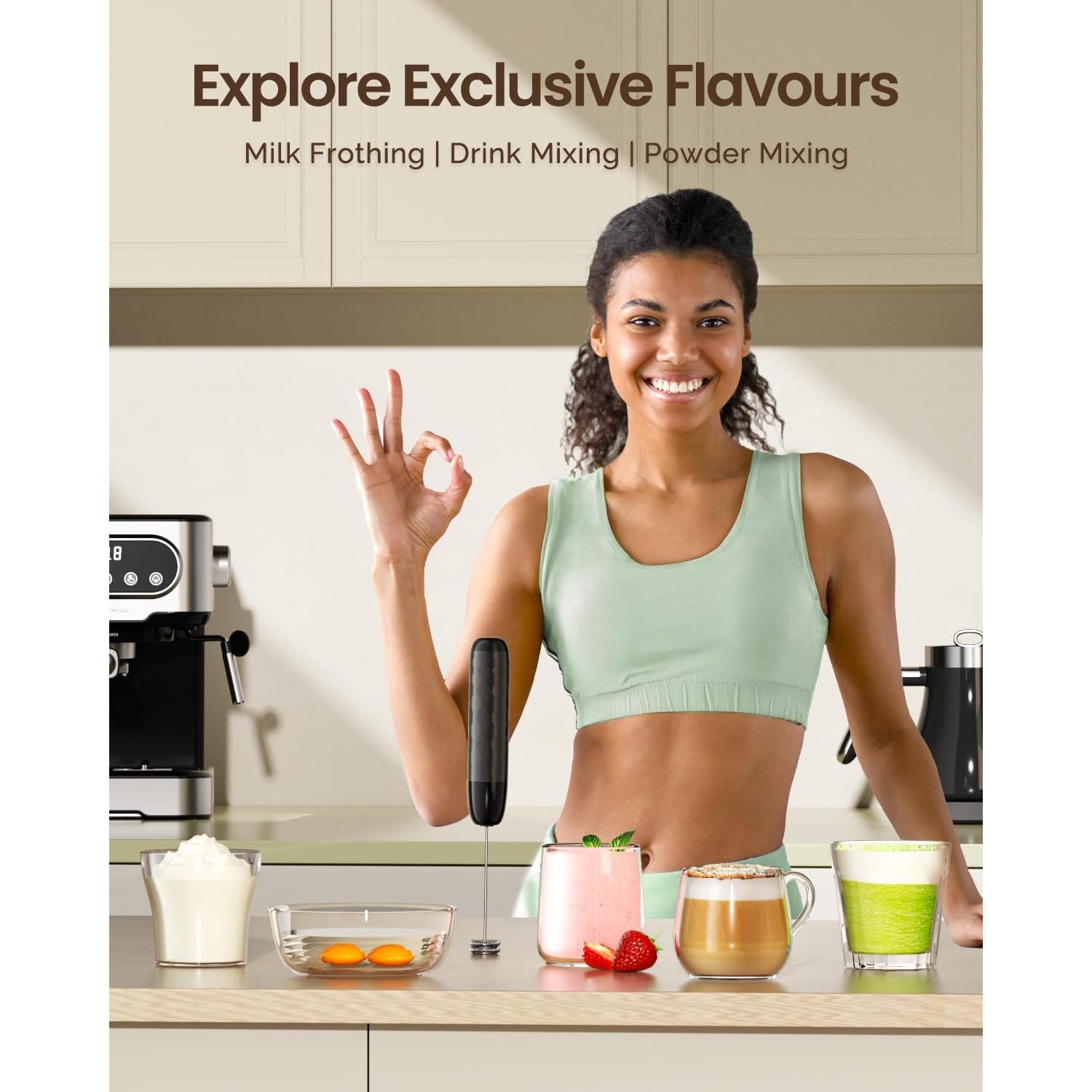 Espumador de Leche Recargable Maestri House MHMF06 Negro