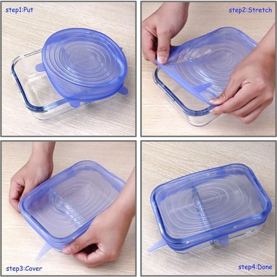 Juego de 12 Tapas de Silicona Elásticas JYYHSF - 6 Tamaños