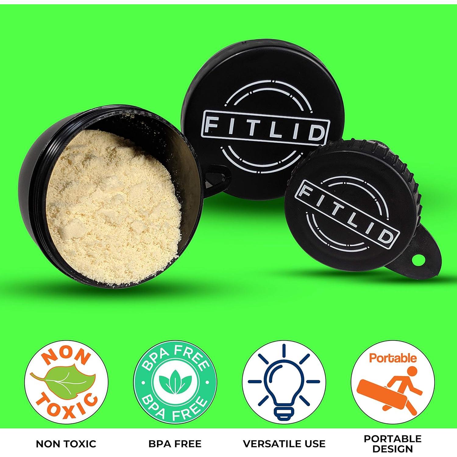 Paquete de 2 embudos portátiles FitLid para suplementos 8.89cm