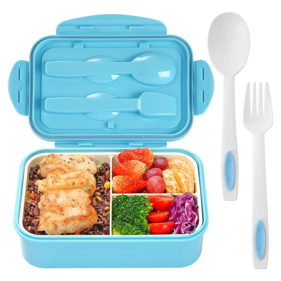 Caja Bento LOVINA 1100 ML Azul - Contenedor Almuerzo 3 Compartimentos