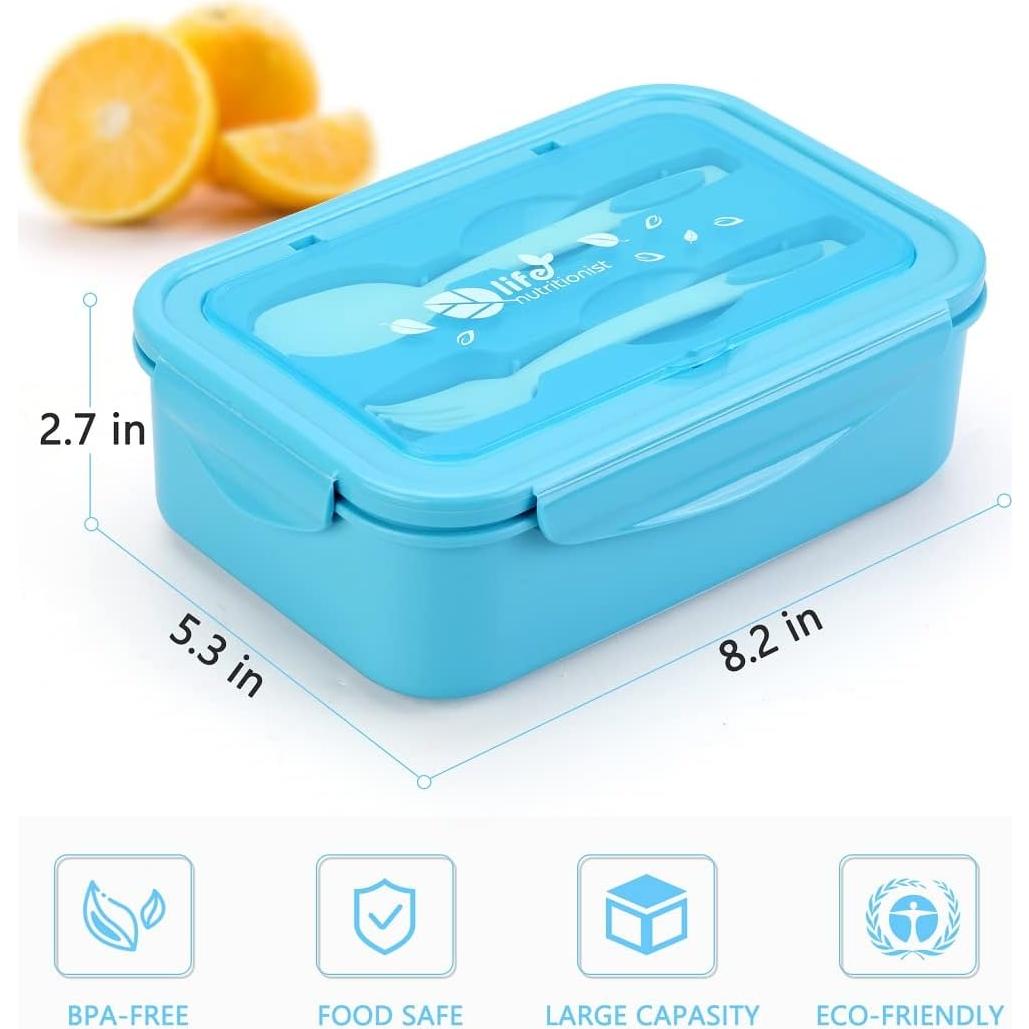 Caja Bento LOVINA 1100 ML Azul - Contenedor Almuerzo 3 Compartimentos