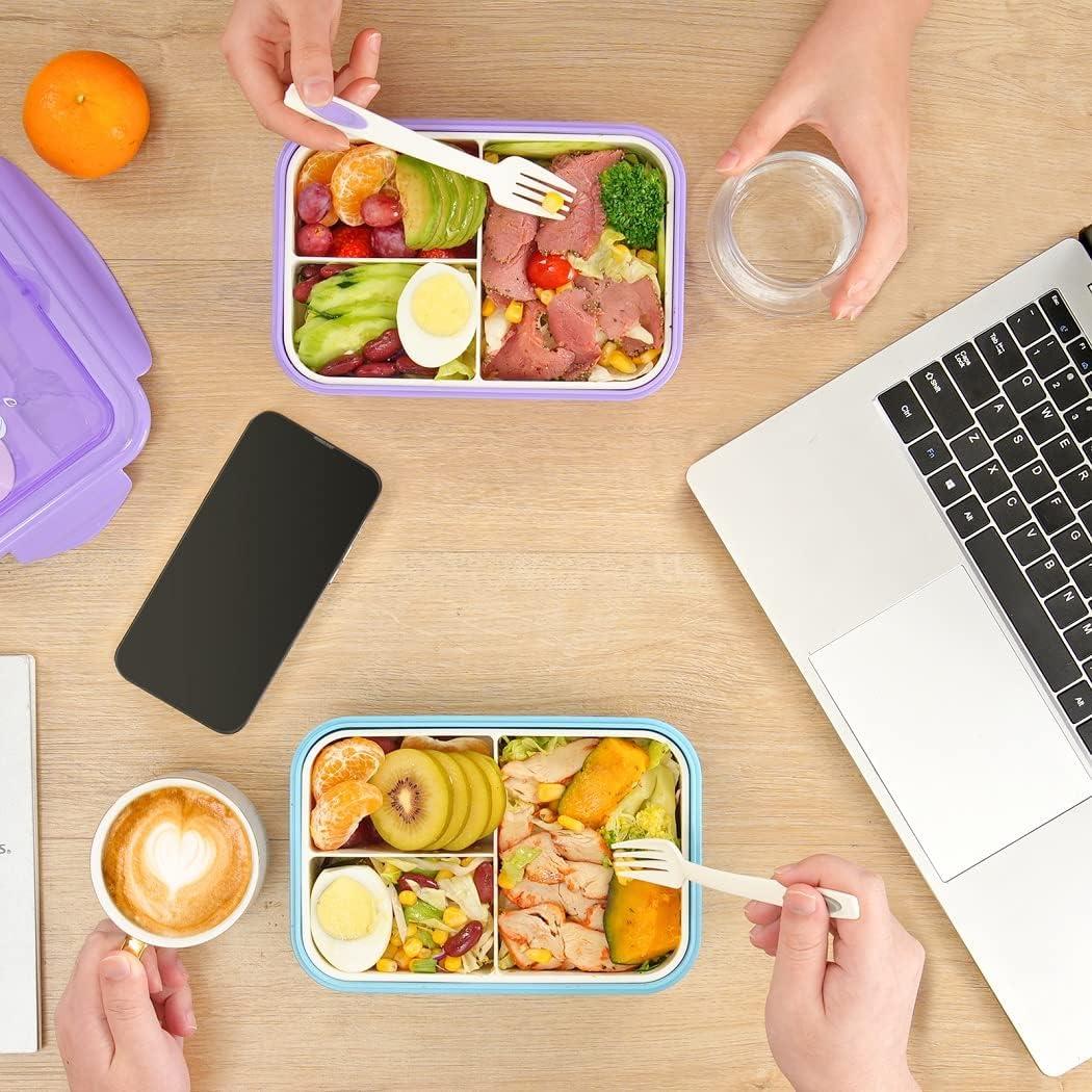 Caja Bento LOVINA 1100 ML Azul - Contenedor Almuerzo 3 Compartimentos