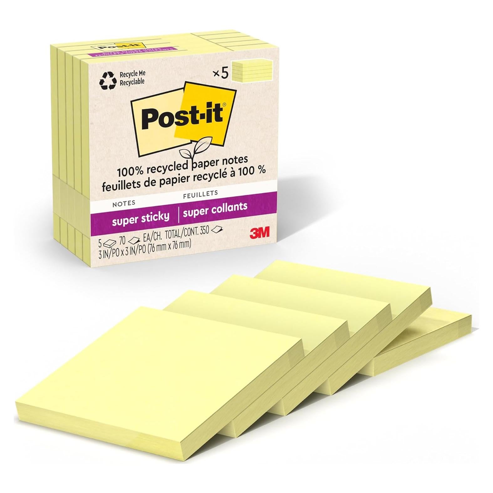 Notas Adhesivas Super Sticky Post-it Amarillo Canario 3x3 cm