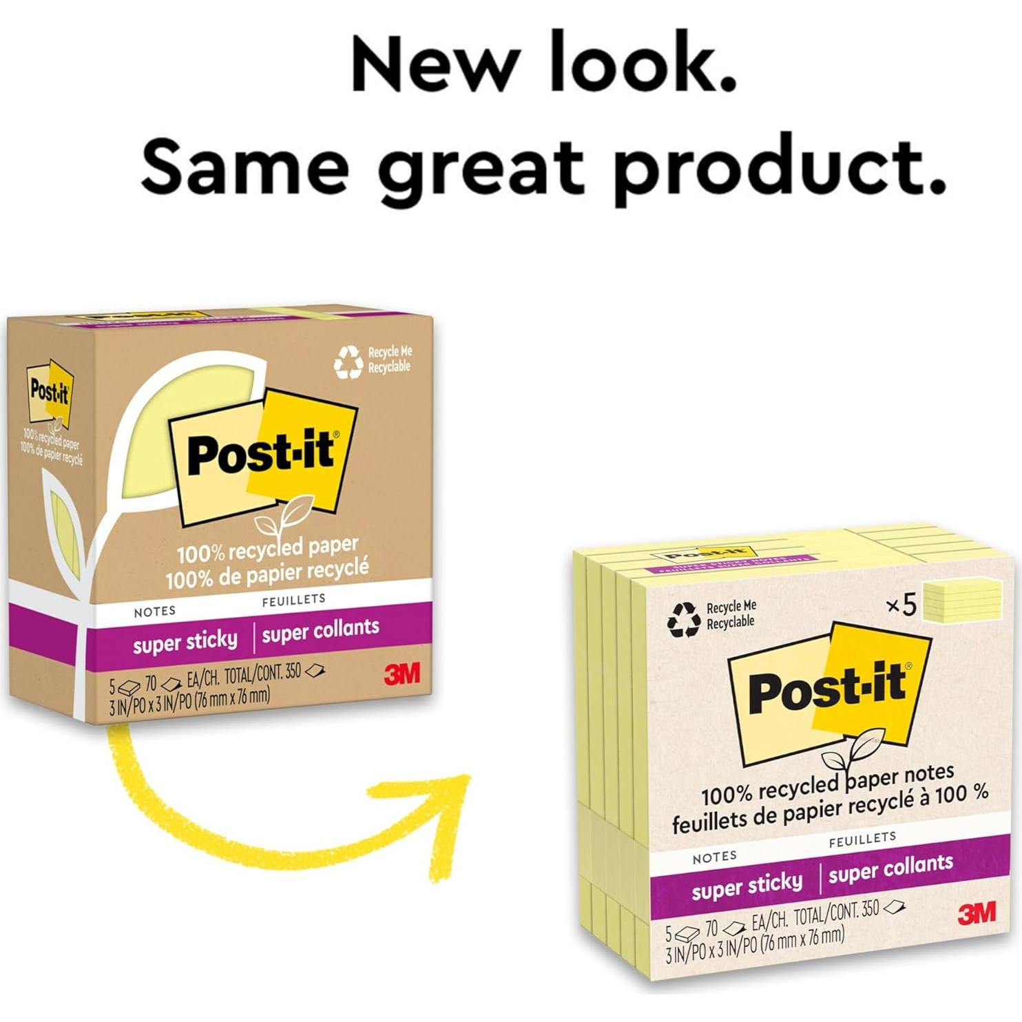 Notas Adhesivas Super Sticky Post-it Amarillo Canario 3x3 cm