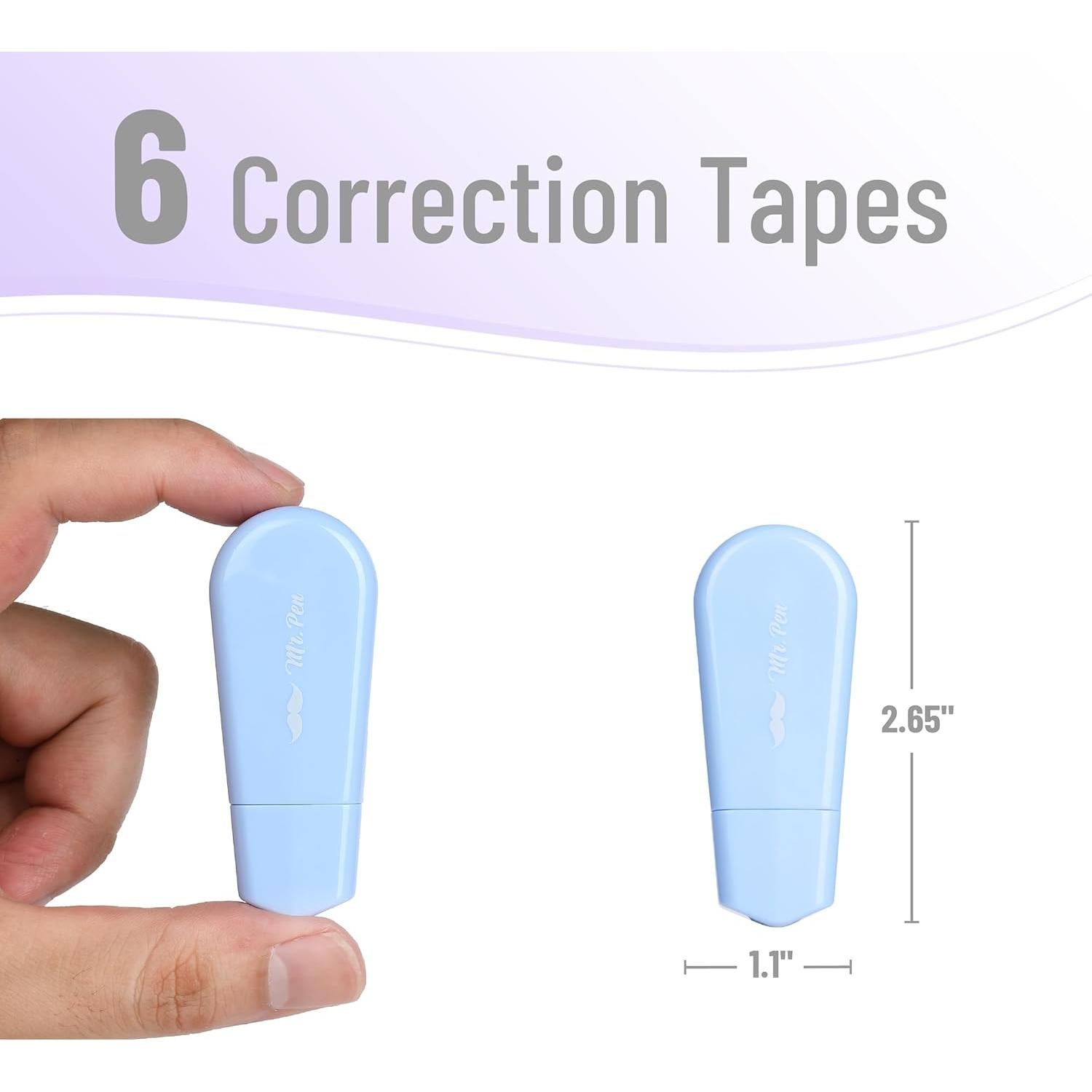 Cinta Correctora Mr. Pen 6 Pcs Pastel 0.51 cm x 500.3 cm