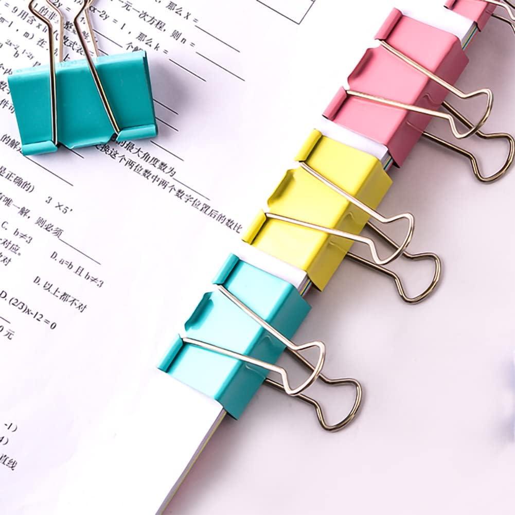 60 Clips de Carpeta Aksiko de Colores Variados - Acero Inoxidable