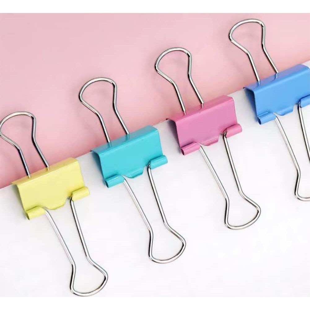 60 Clips de Carpeta Aksiko de Colores Variados - Acero Inoxidable