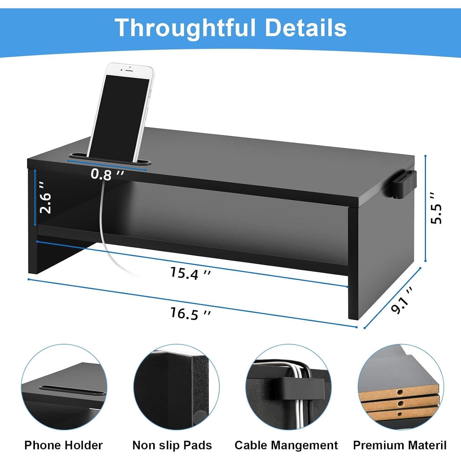 Soporte Elevador para Monitor Marbrasse 2 Niveles 42x23.6x14 cm