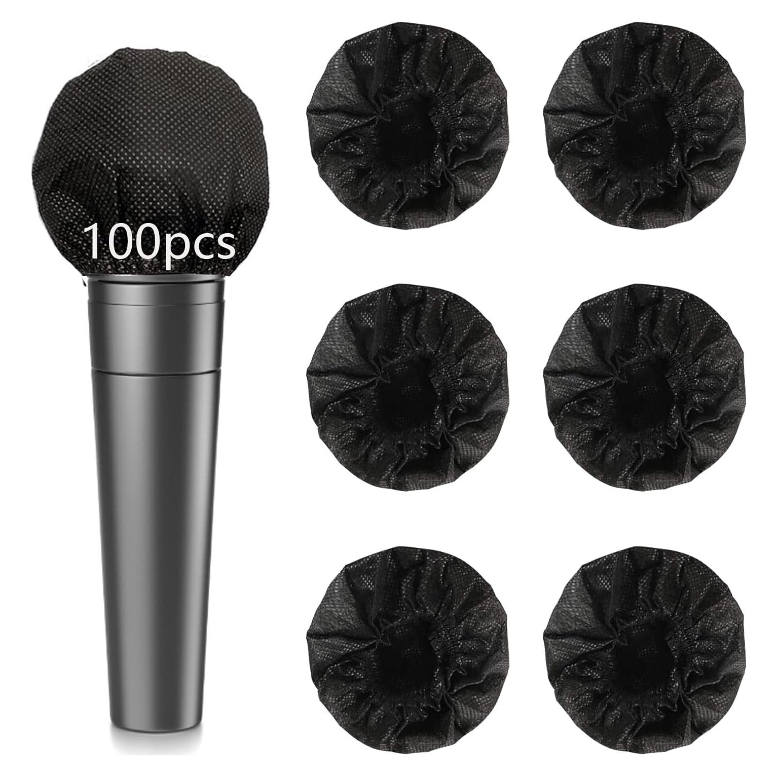 100 Fundas Desechables para Micrófono Negro Funda MIC-1