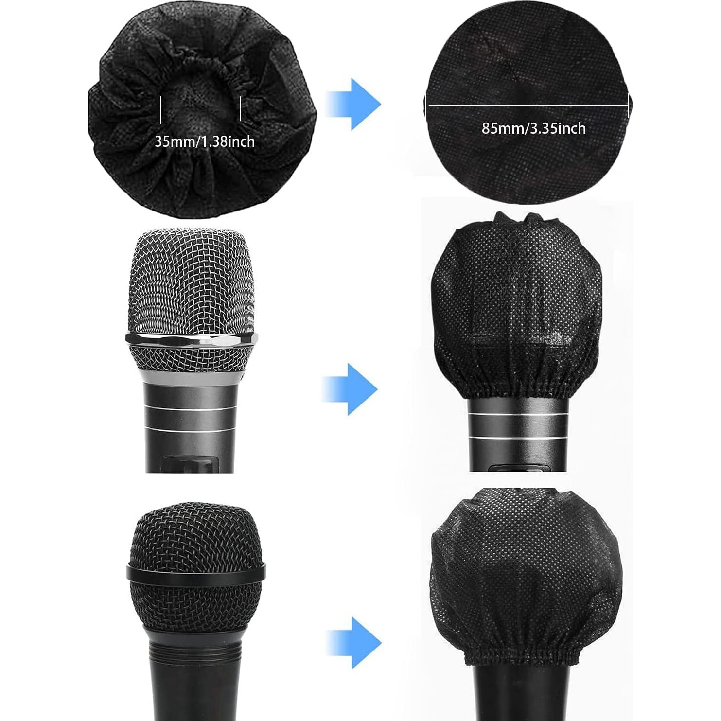 100 Fundas Desechables para Micrófono Negro Funda MIC-1