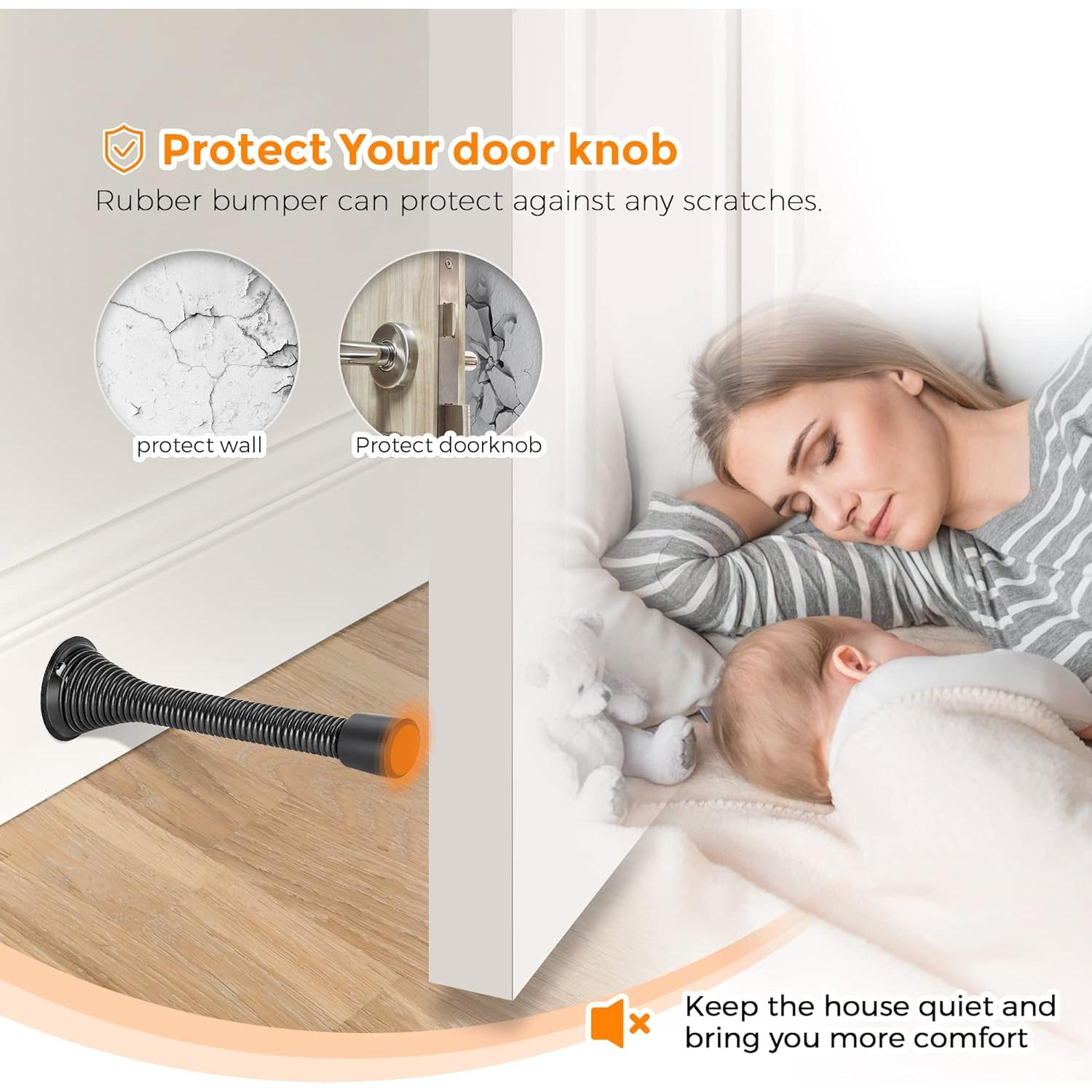 Topes de Puerta Ravinte - Paquete de 6, Acero Negro Mate