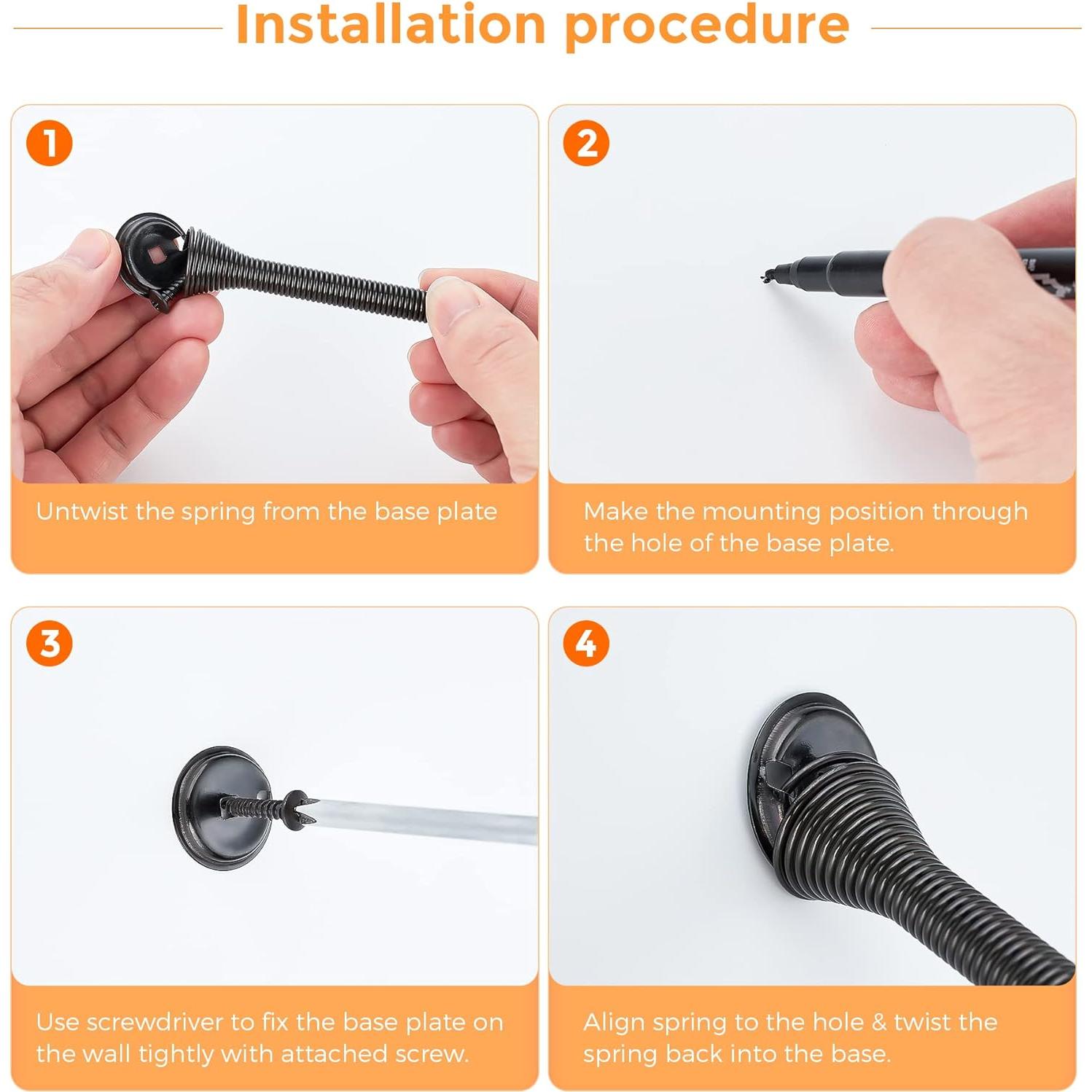 Topes de Puerta Ravinte - Paquete de 6, Acero Negro Mate