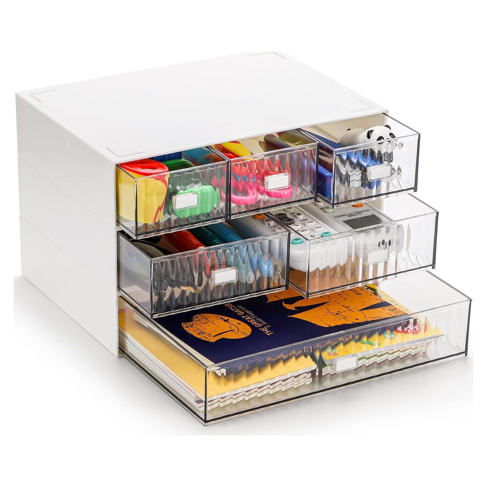 Organizador de Escritorio Hacaroa Mini 3 Niveles 6 Cajones Blanco