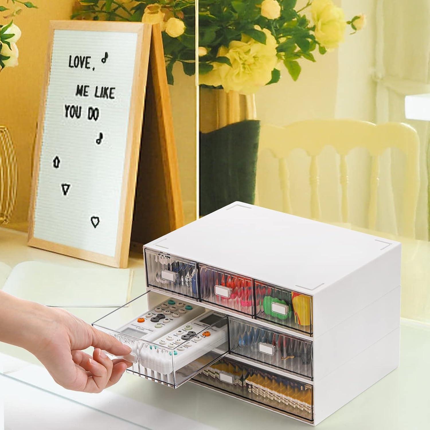 Organizador de Escritorio Hacaroa Mini 3 Niveles 6 Cajones Blanco