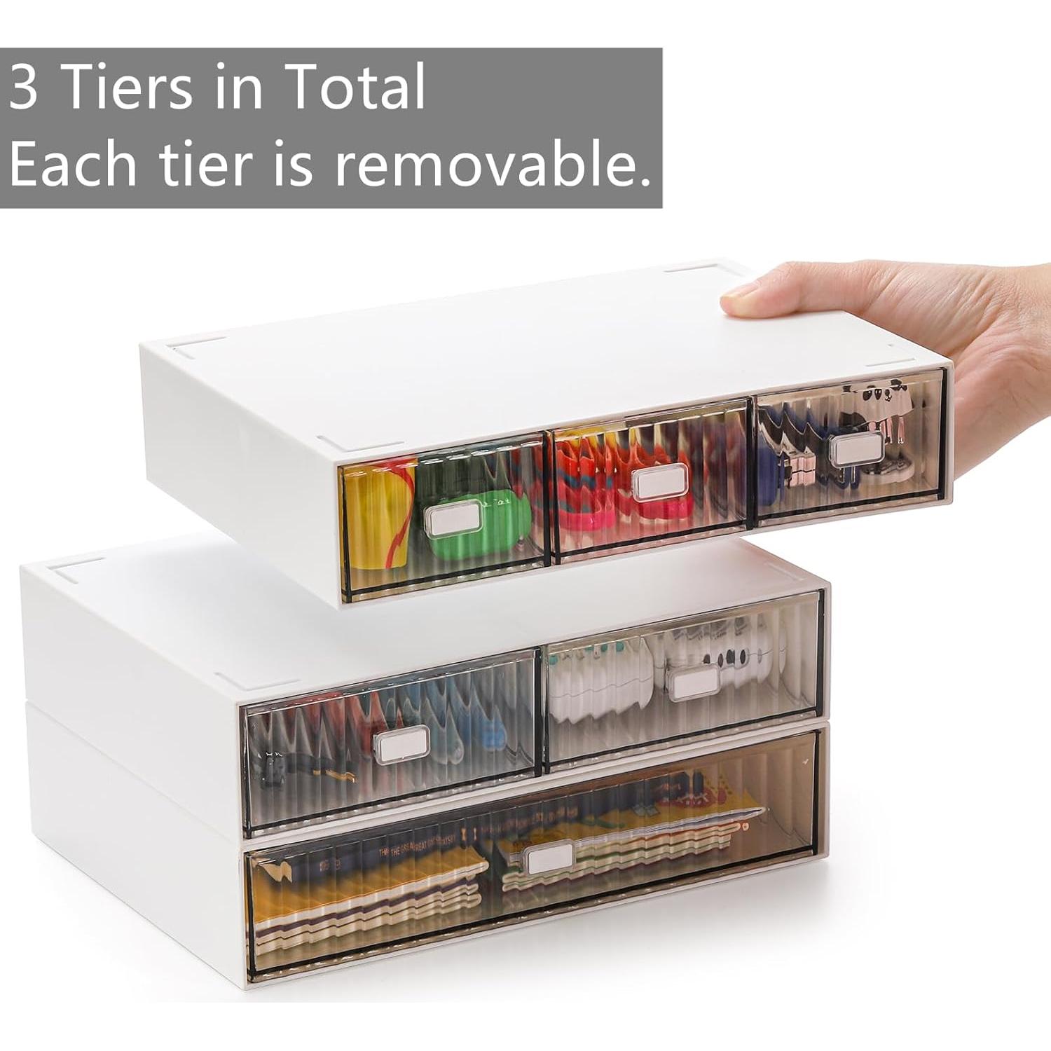 Organizador de Escritorio Hacaroa Mini 3 Niveles 6 Cajones Blanco