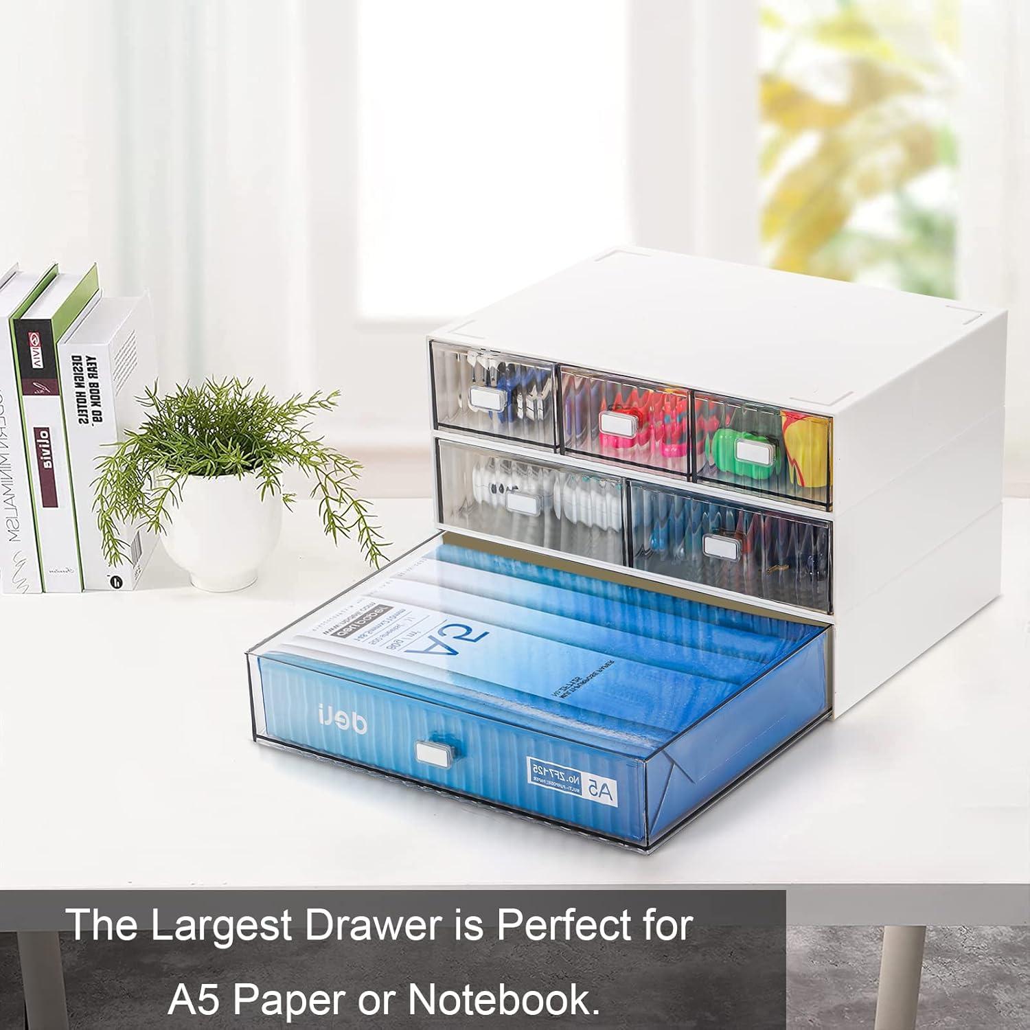 Organizador de Escritorio Hacaroa Mini 3 Niveles 6 Cajones Blanco