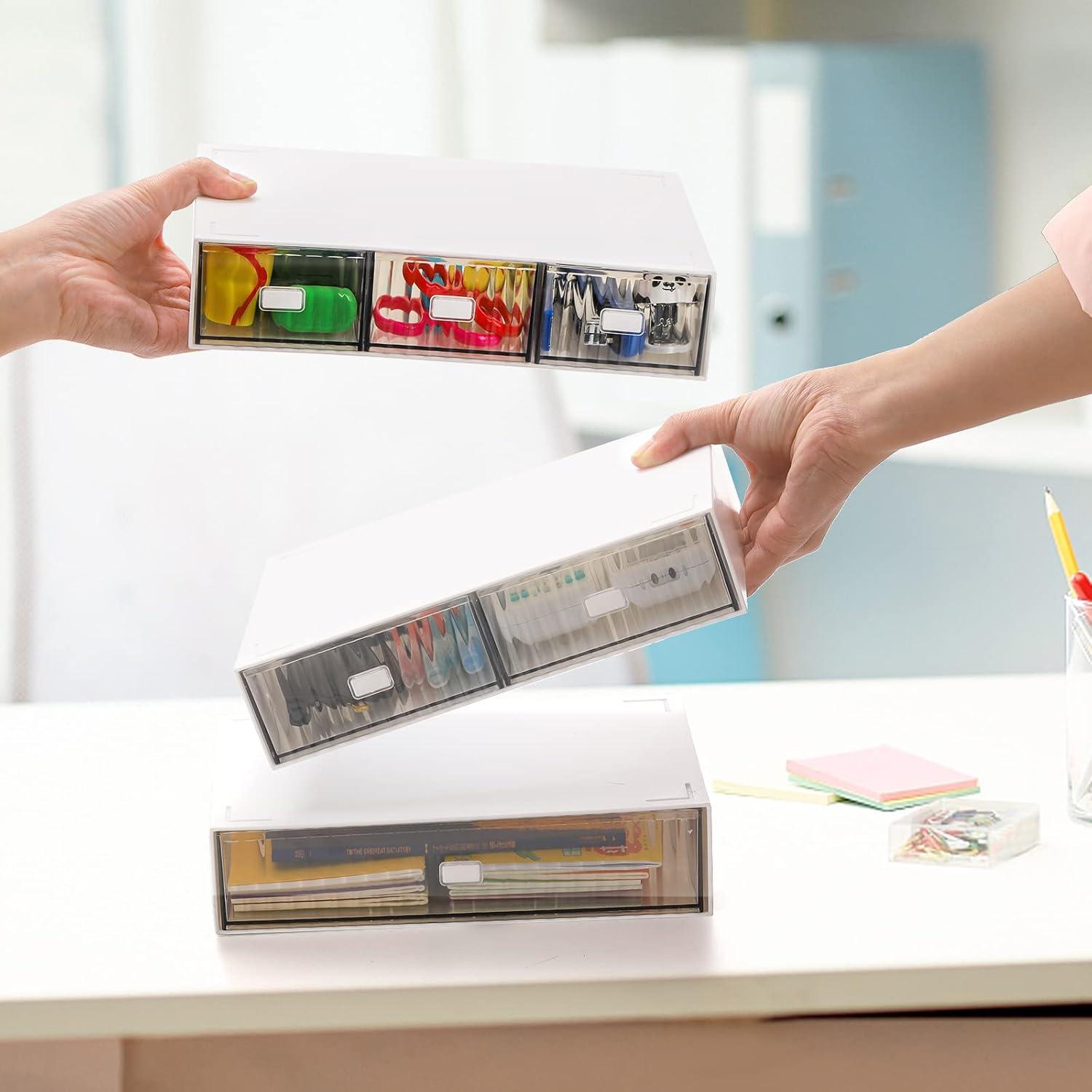 Organizador de Escritorio Hacaroa Mini 3 Niveles 6 Cajones Blanco