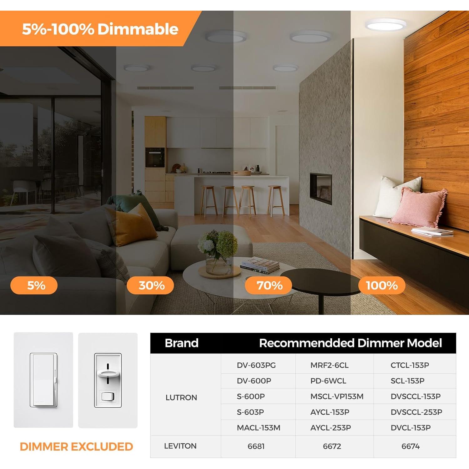 Luz de Techo LED Regulable NEWKAZ 7 Pulgadas 15W 1500LM 4000K