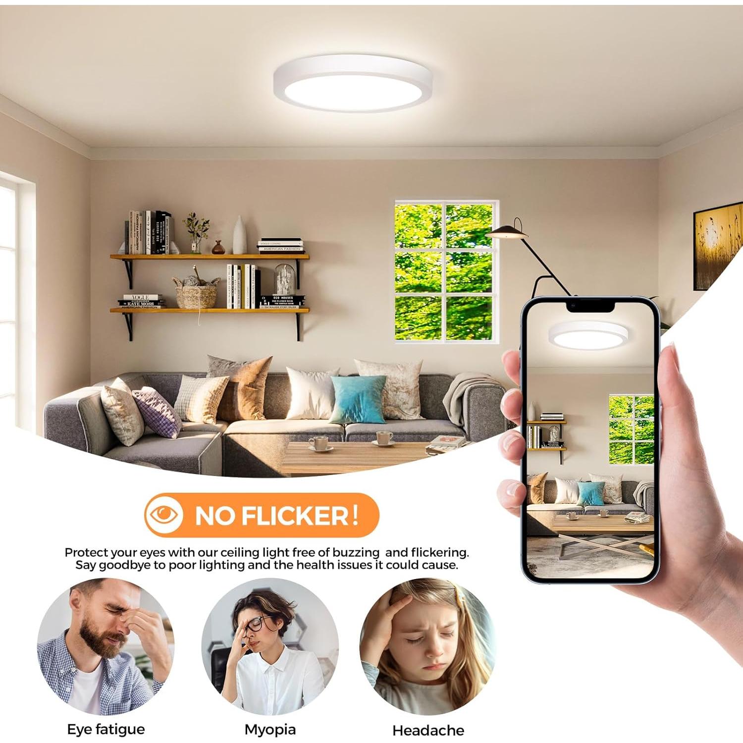 Luz de Techo LED Regulable NEWKAZ 7 Pulgadas 15W 1500LM 4000K