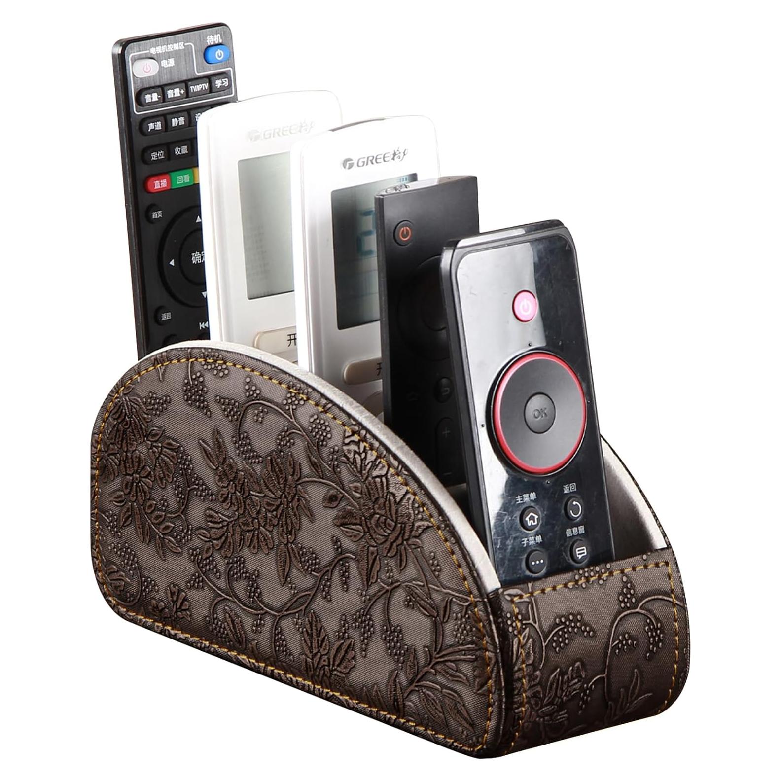 Soporte Organizador de Control Remoto YAPISHI Cuero Sintético 5 Compartimentos