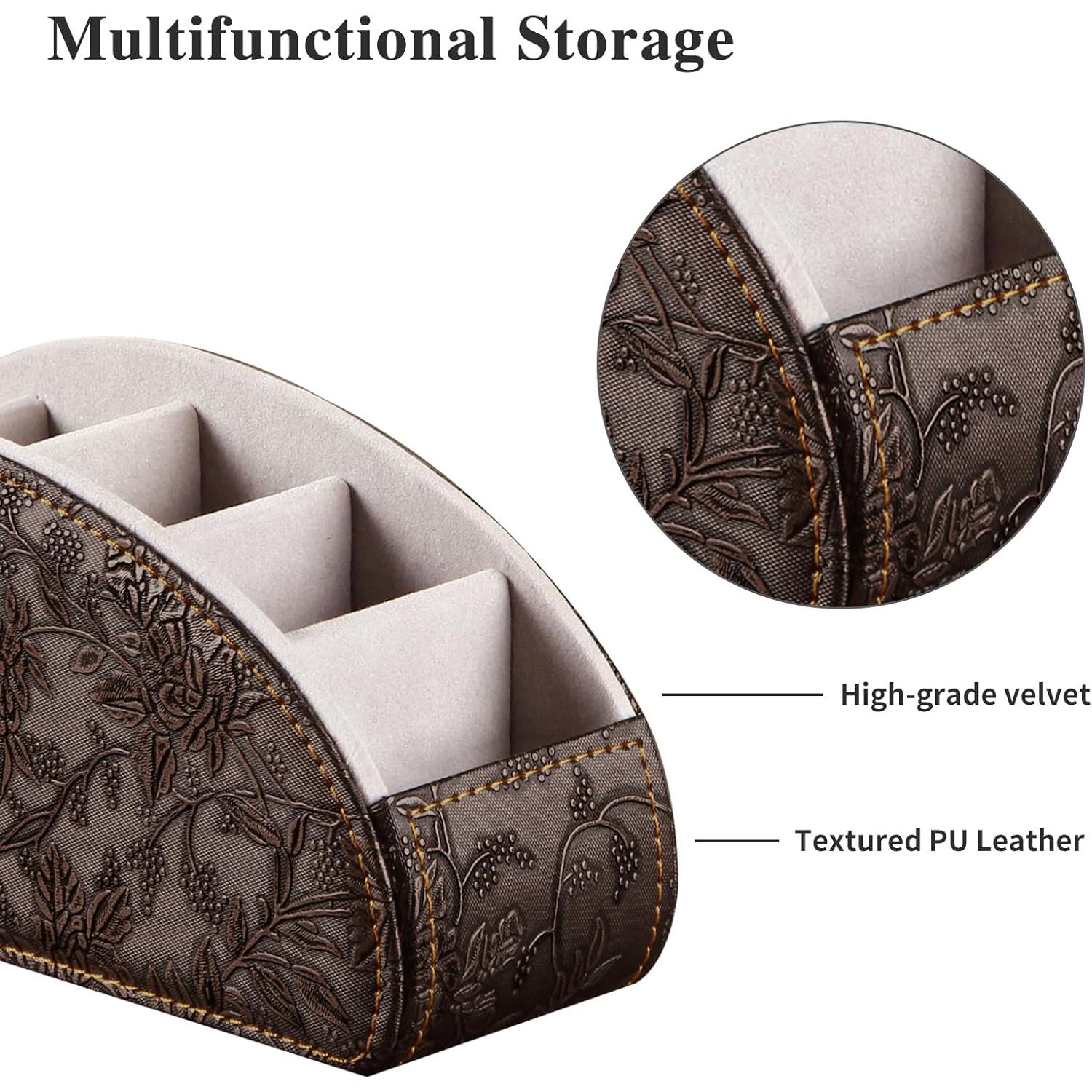 Soporte Organizador de Control Remoto YAPISHI Cuero Sintético 5 Compartimentos