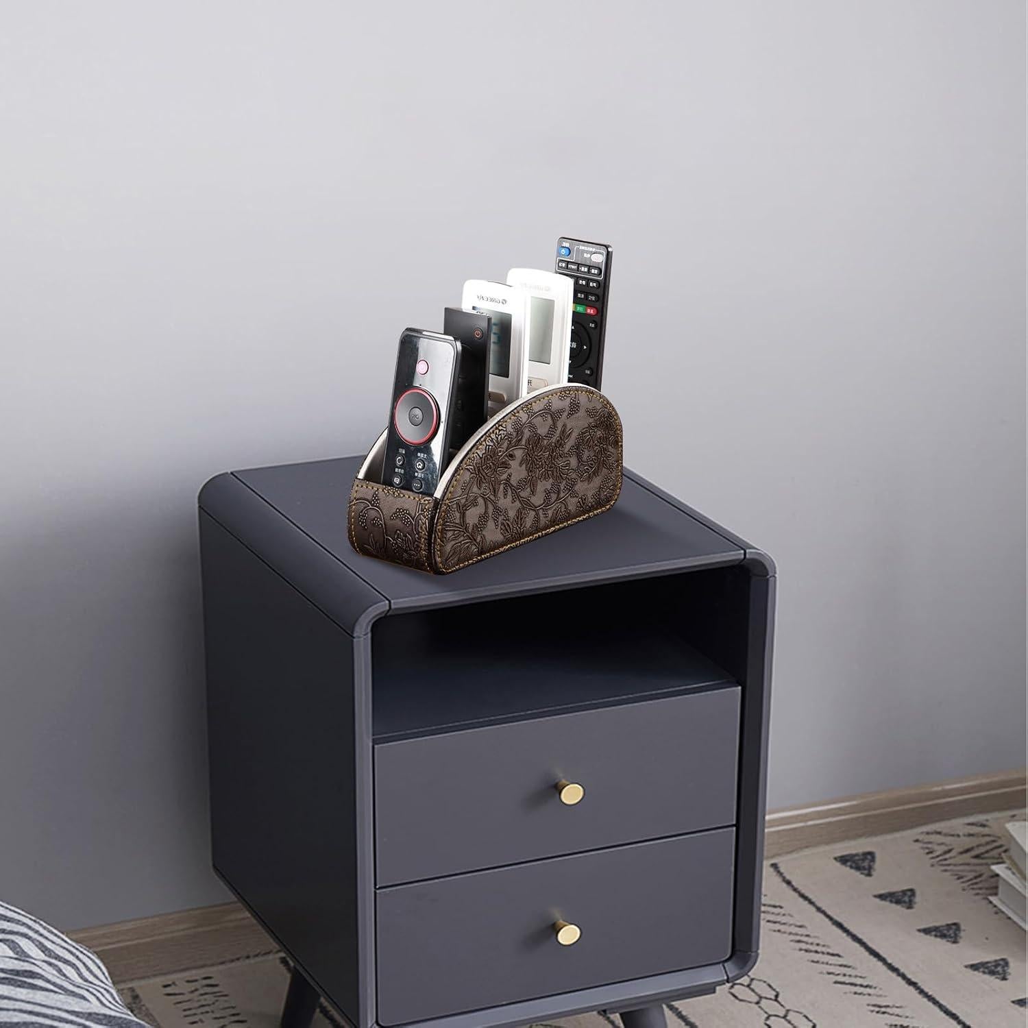 Soporte Organizador de Control Remoto YAPISHI Cuero Sintético 5 Compartimentos