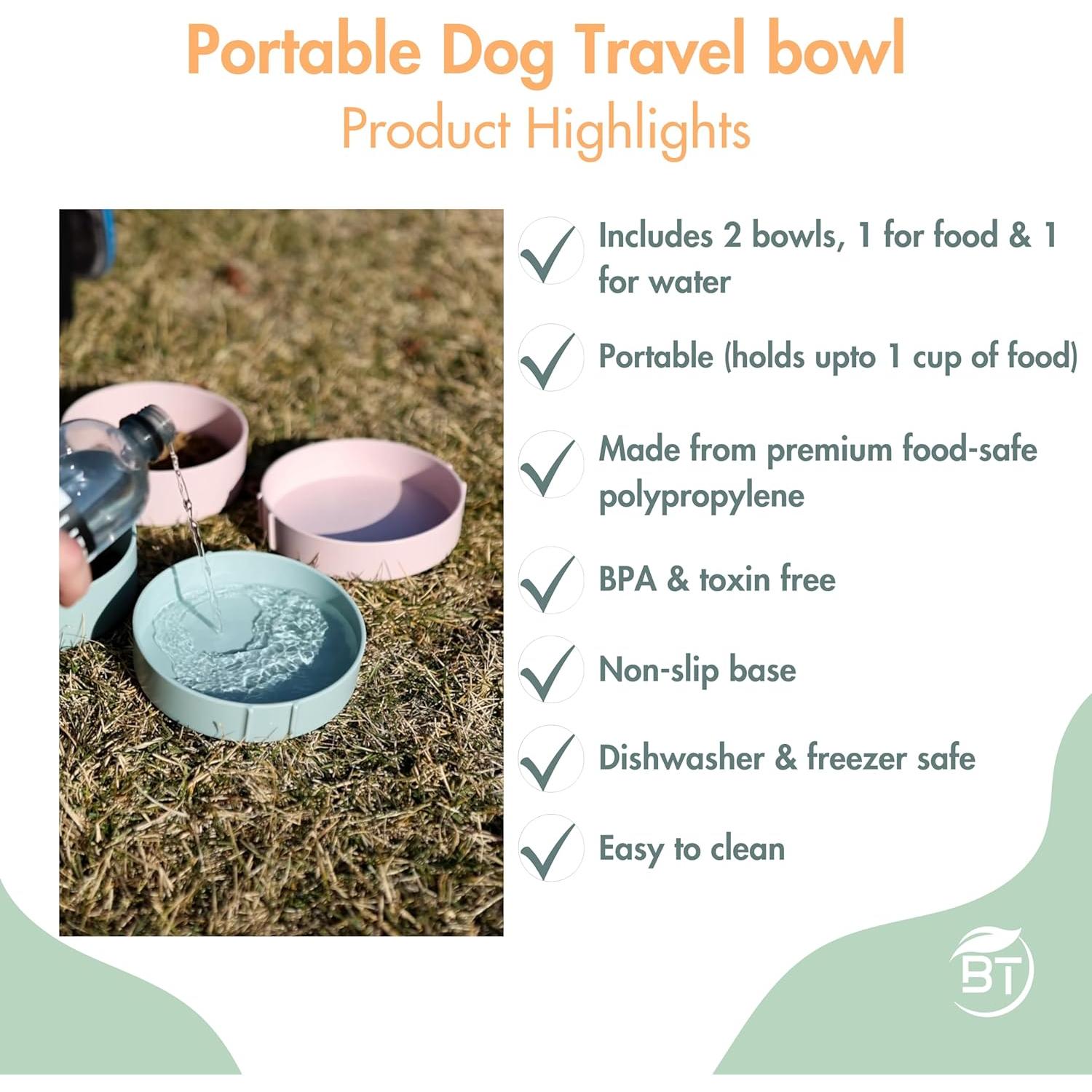 Tazones de viaje para perros Barkin' Trails 2 en 1 BPA Free