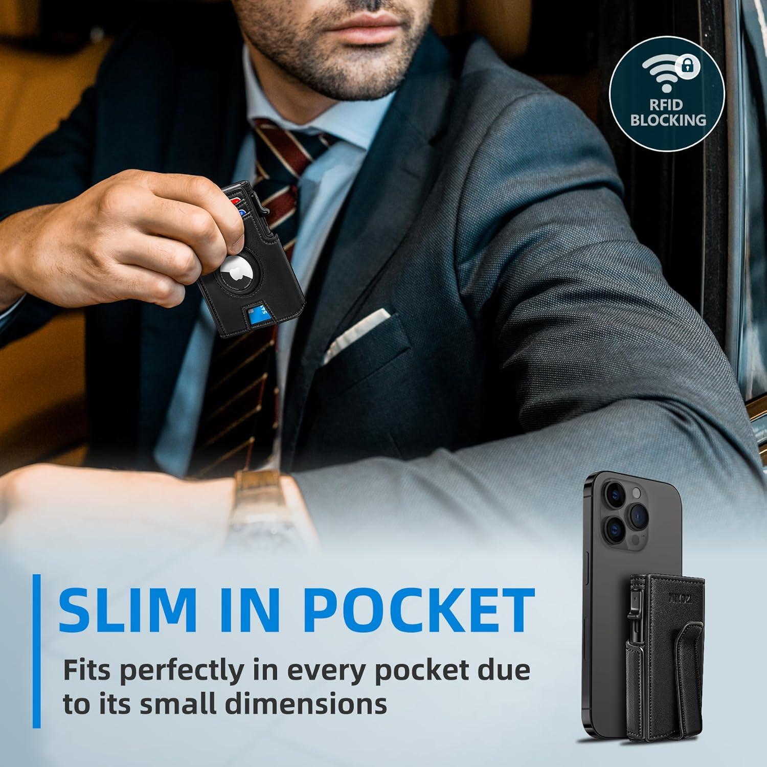 Billetera Airtag para hombres con bloqueo RFID y clip de dinero