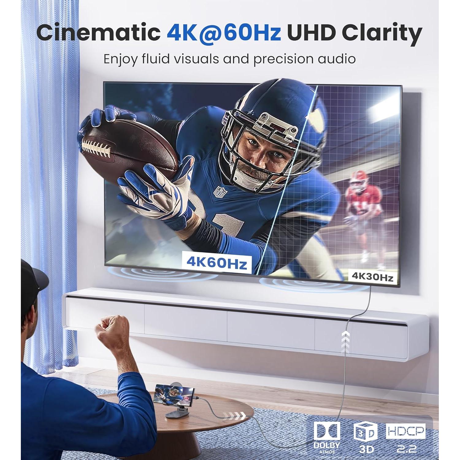 Cable USB C a HDMI 4K 60Hz WARRKY 1m - Compatible con iPhone y Mac