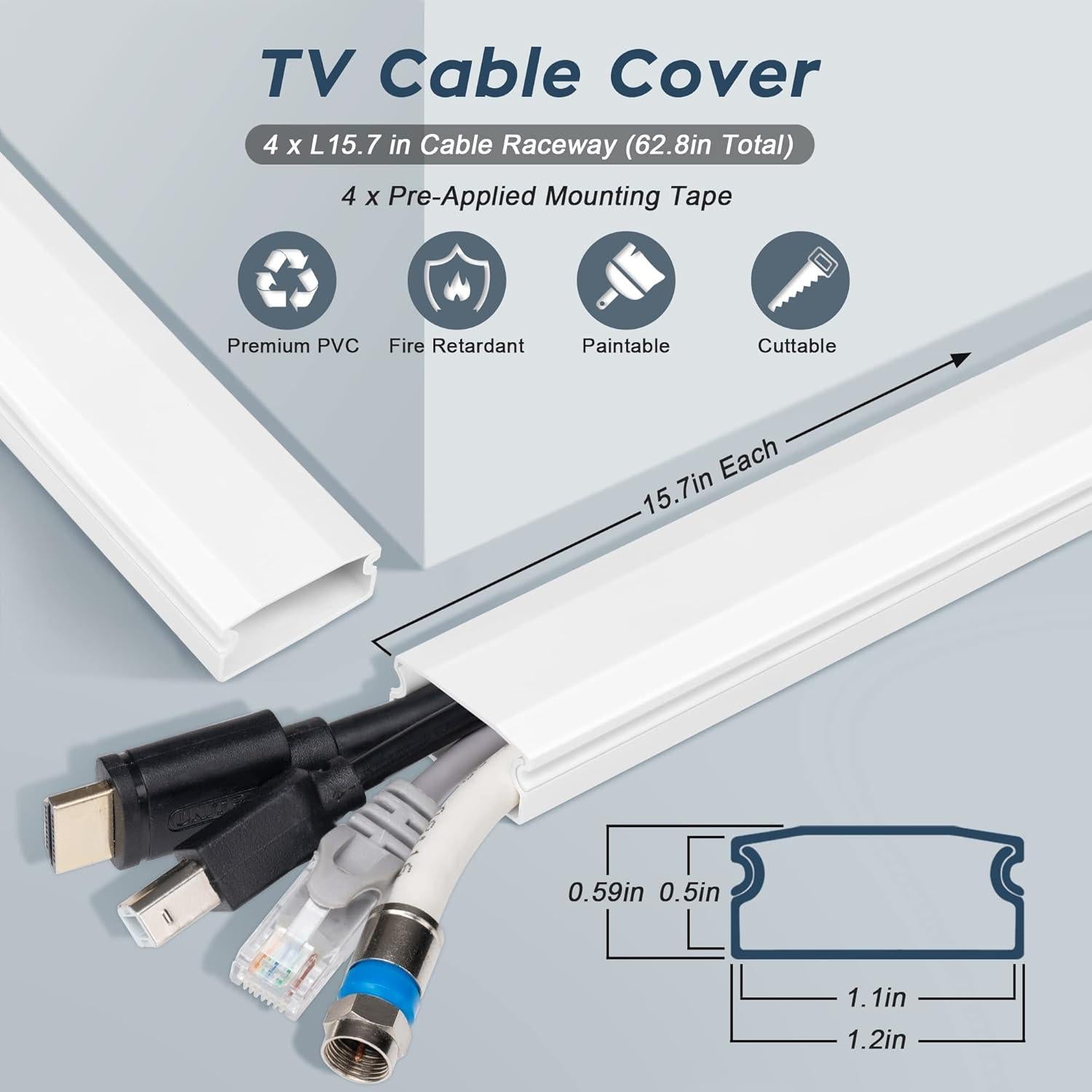Ocultador de Cables YCLYC 159.5cm PVC Blanco Pintable