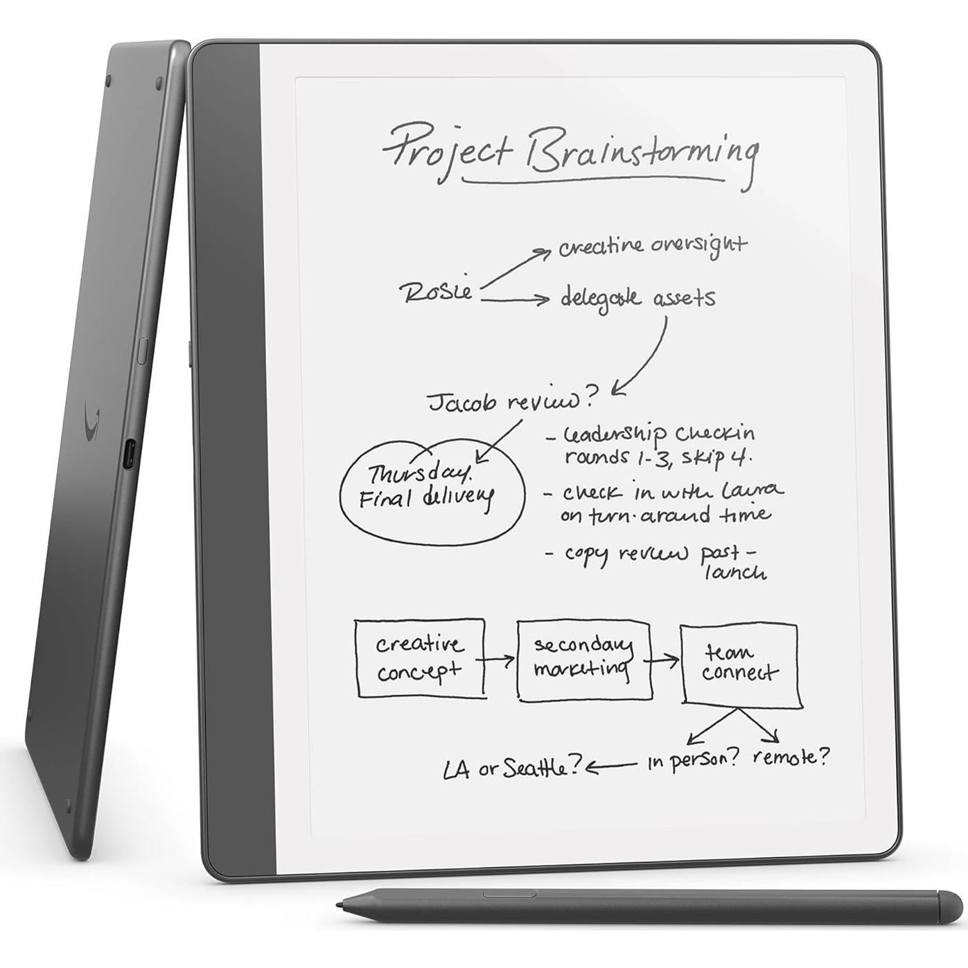 Amazon Kindle Scribe (16GB) - Your notes, documents and books, all in one place. With built-in AI notebook summarization. Includes Premium Pen - Tungsten + 3 months of Kindle Unlimited (with auto-renewal)