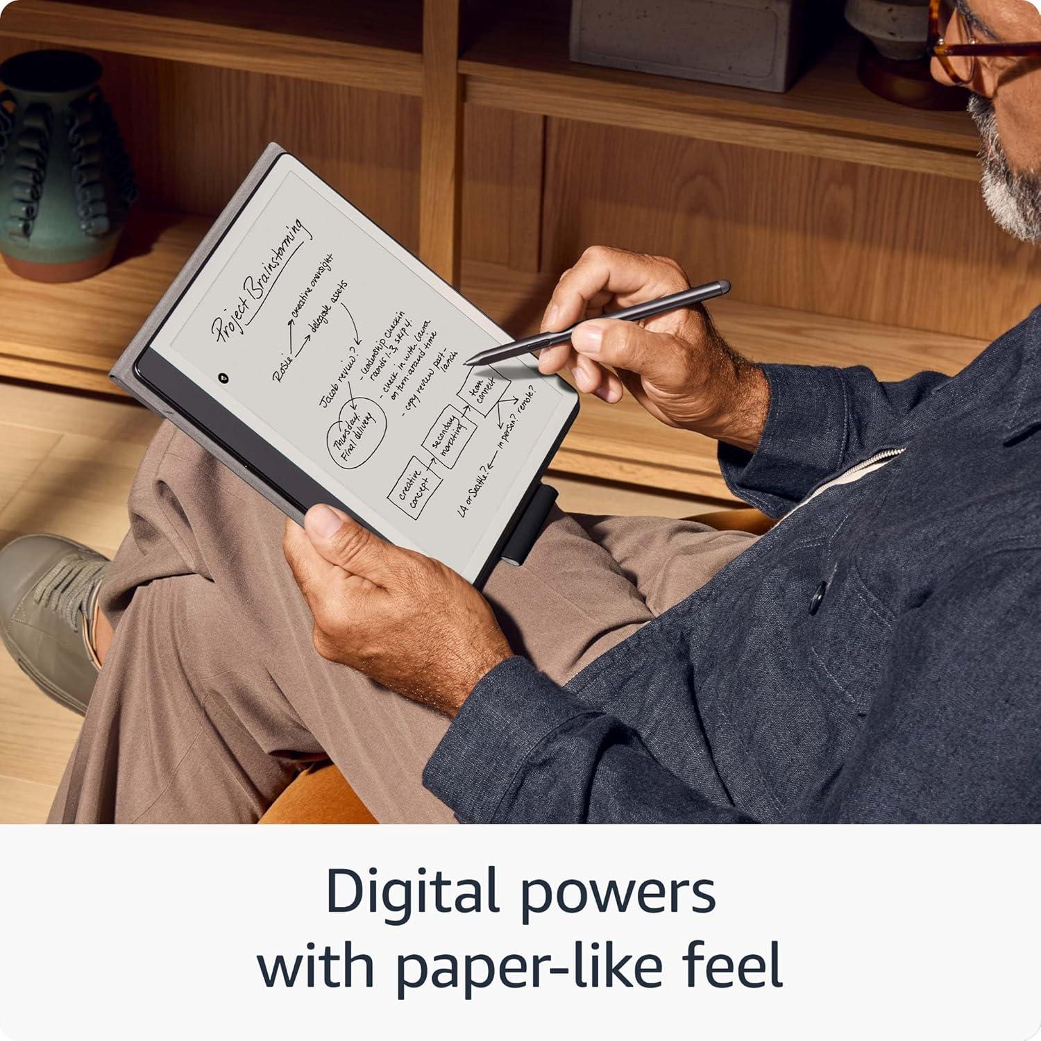 Amazon Kindle Scribe (16GB) - Your notes, documents and books, all in one place. With built-in AI notebook summarization. Includes Premium Pen - Tungsten + 3 months of Kindle Unlimited (with auto-renewal)