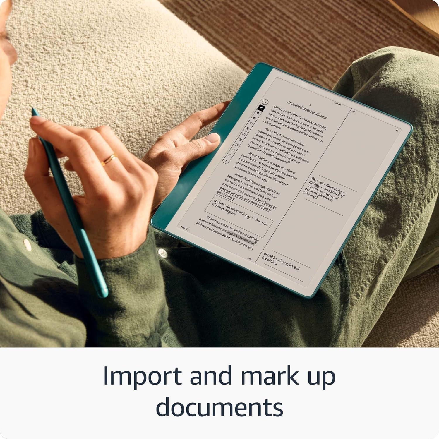 Amazon Kindle Scribe (16GB) - Your notes, documents and books, all in one place. With built-in AI notebook summarization. Includes Premium Pen - Tungsten + 3 months of Kindle Unlimited (with auto-renewal)